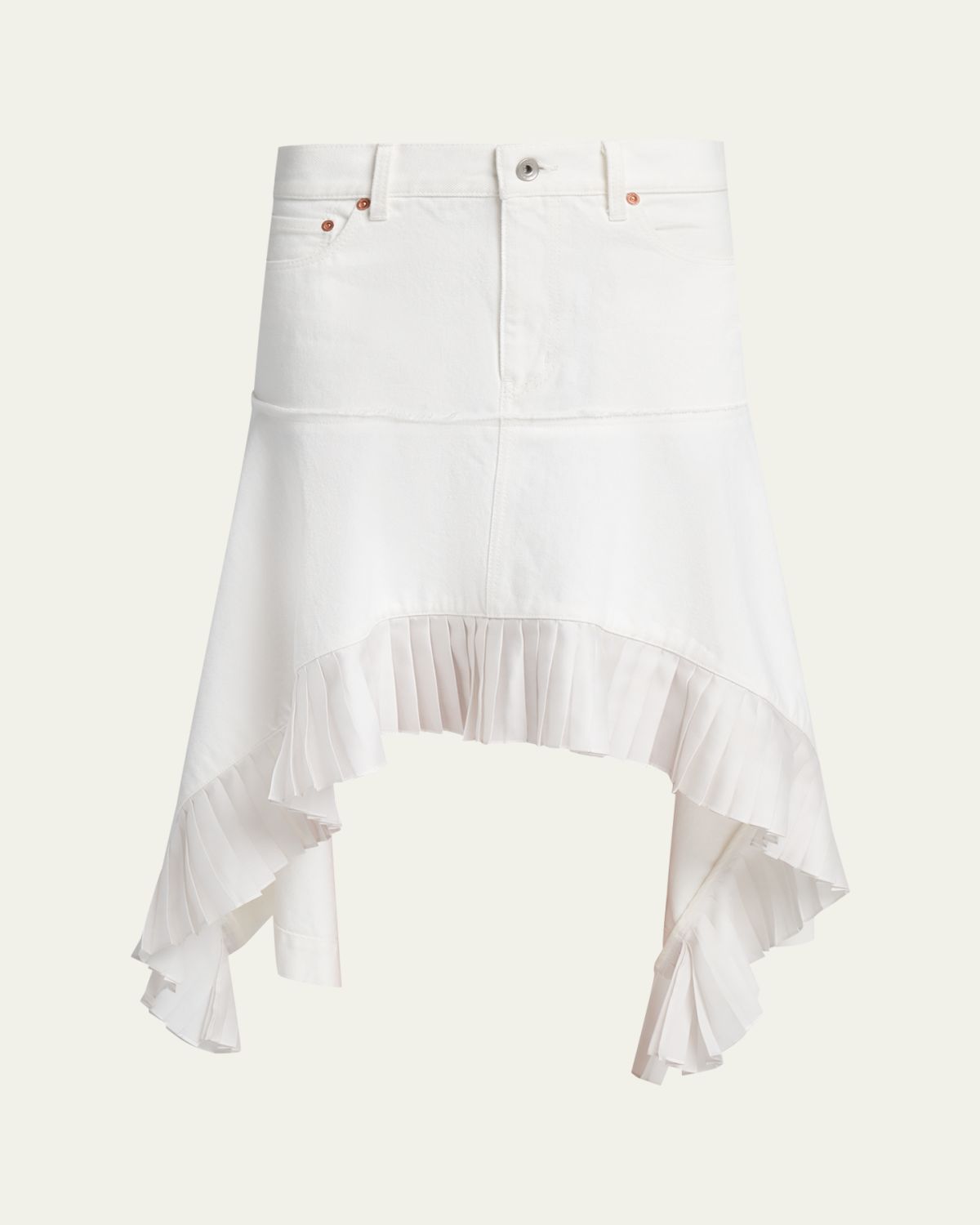SACAI Denim And Pleated Silk Handkerchief Skirt