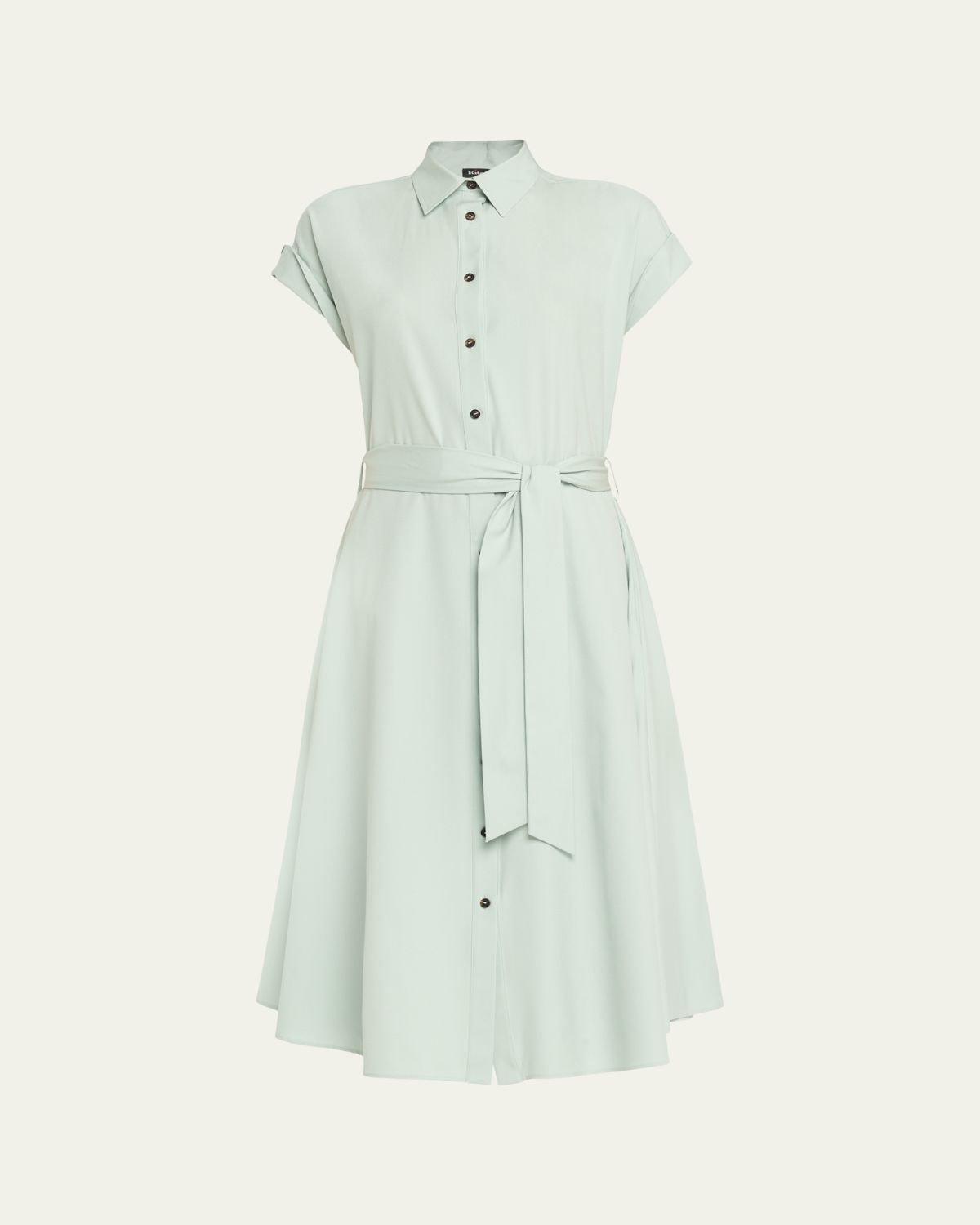 Kiton Silk Stretch Belted Midi Shirtdress