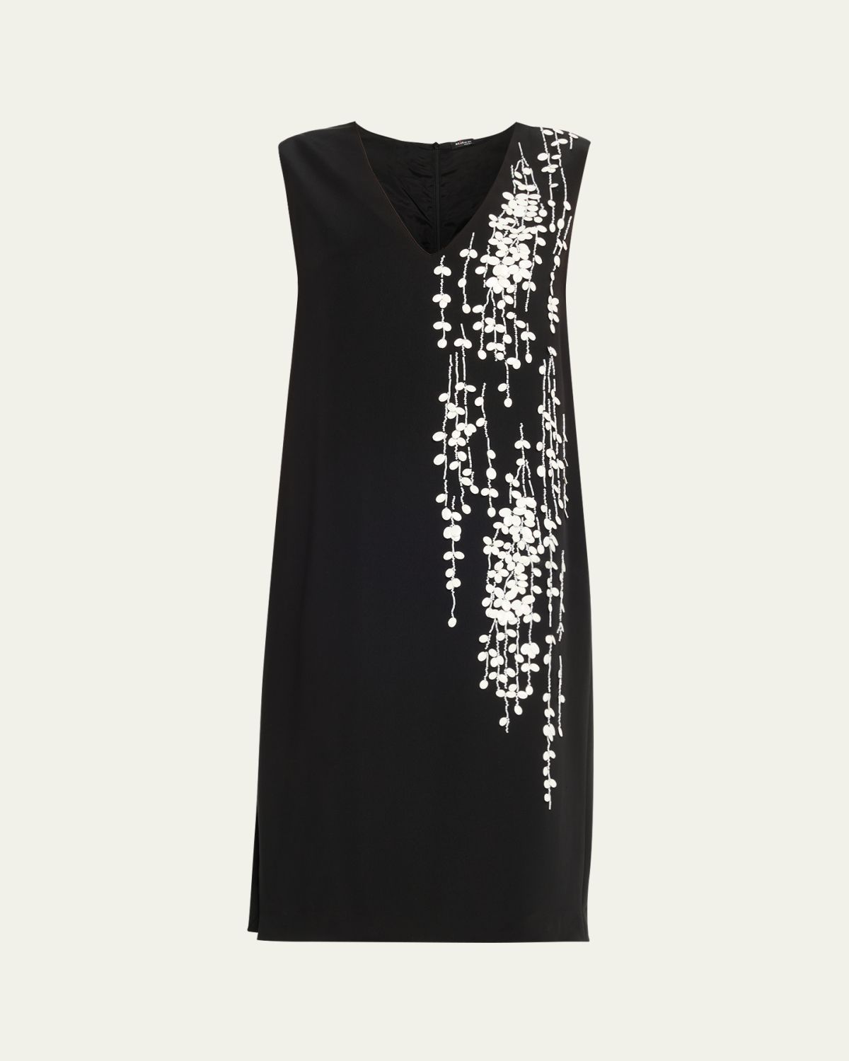 Kiton Beaded Silk V-Neck Midi Dress