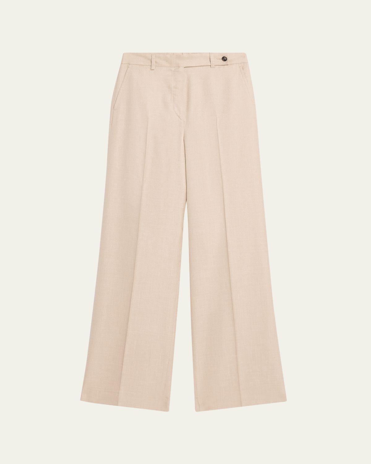 Kiton Metallic Wool-Silk Wide-Leg Pants