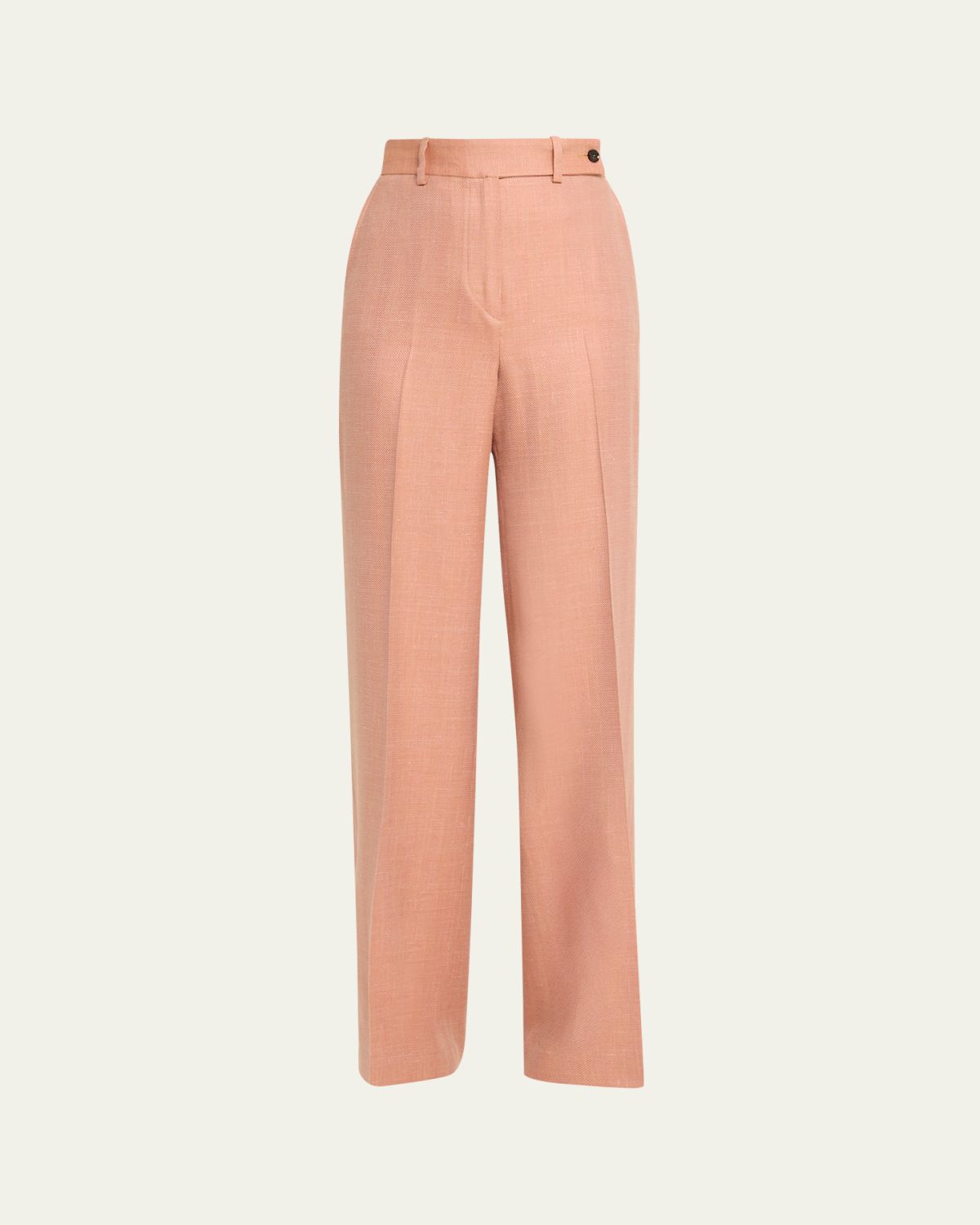 Kiton Wool-Silk Herringbone Straight-Leg Trousers