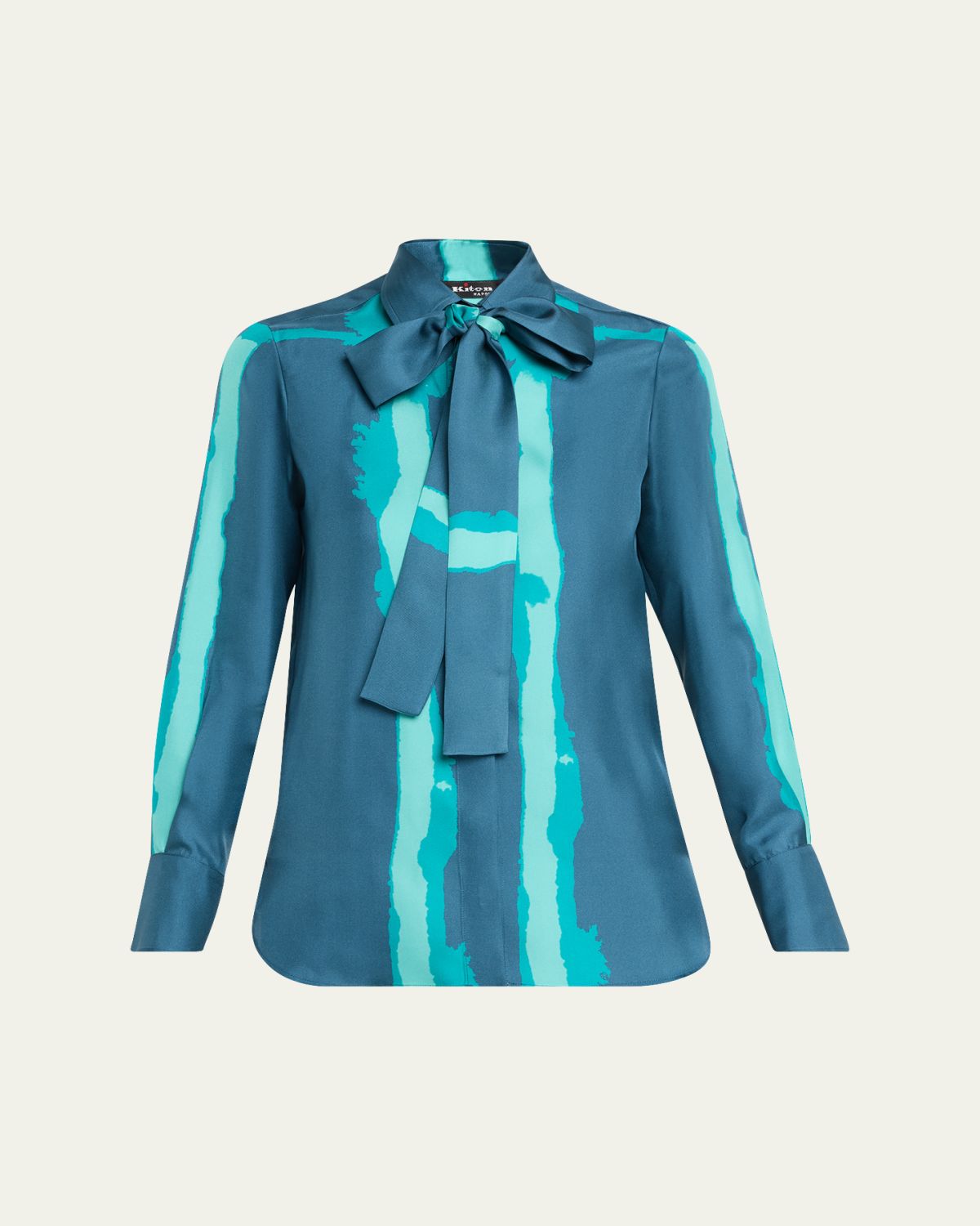 Kiton Silk Bow-Neck Button-Down Shirt