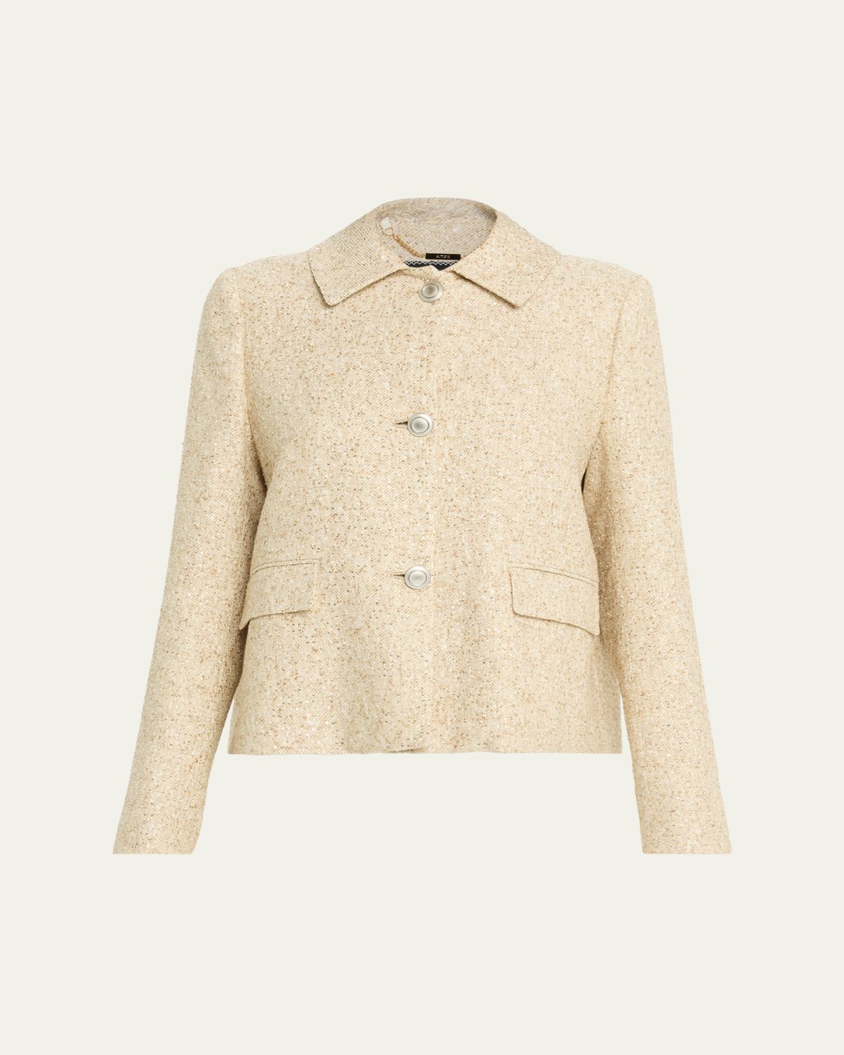 Kiton Paillette Linen Twill Single-Breasted Jacket