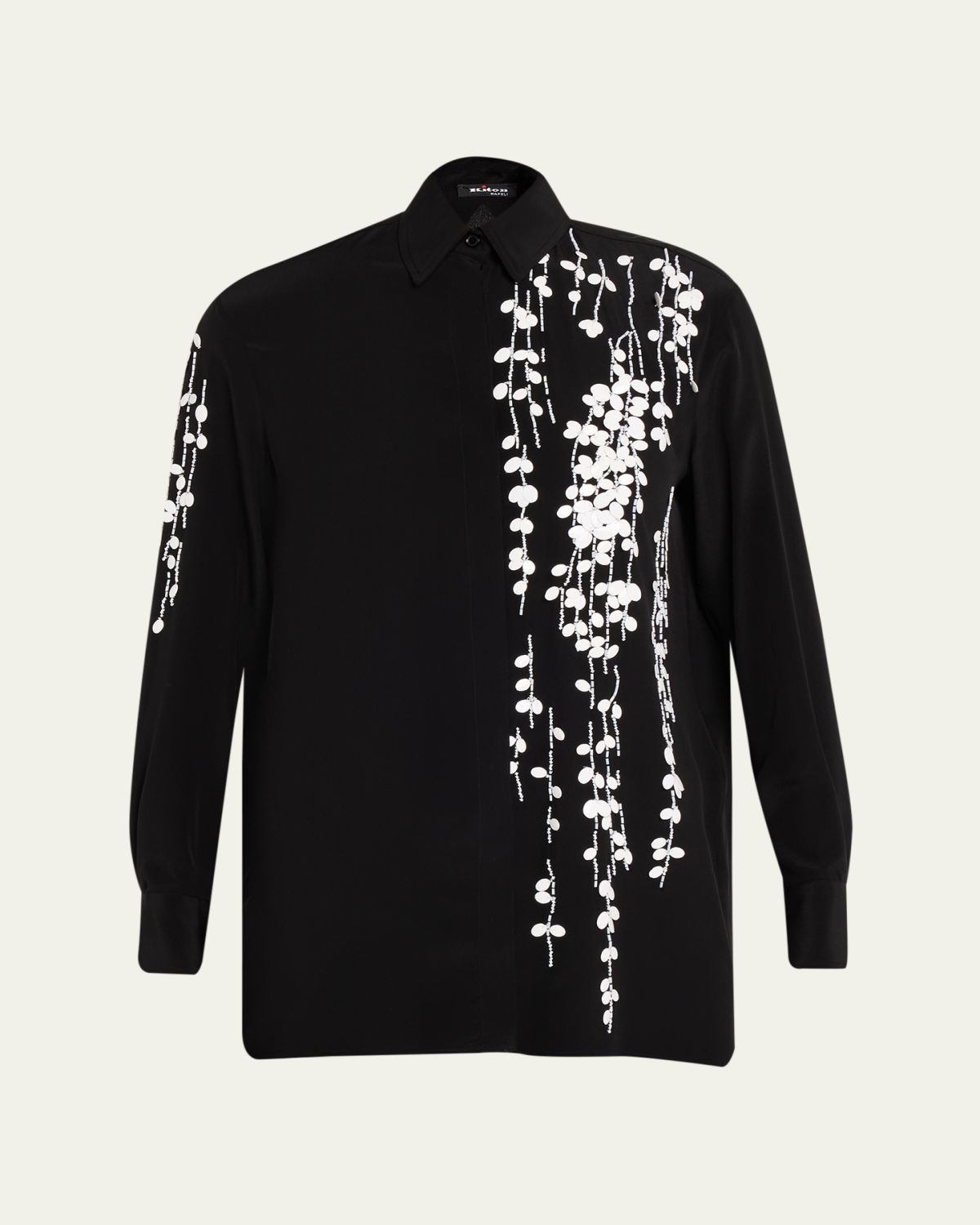 Kiton Embellished Silk Button-Down Shirt
