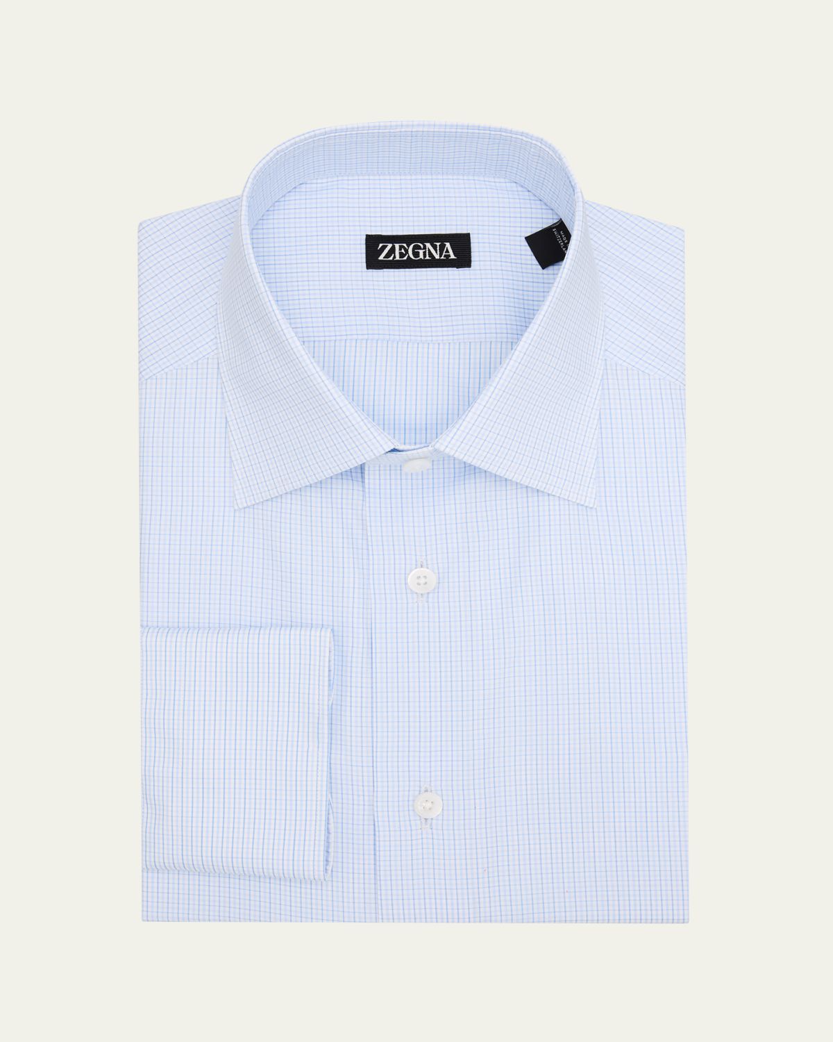 ZEGNA Men's Pure Cotton Grid Check Dress Shirt