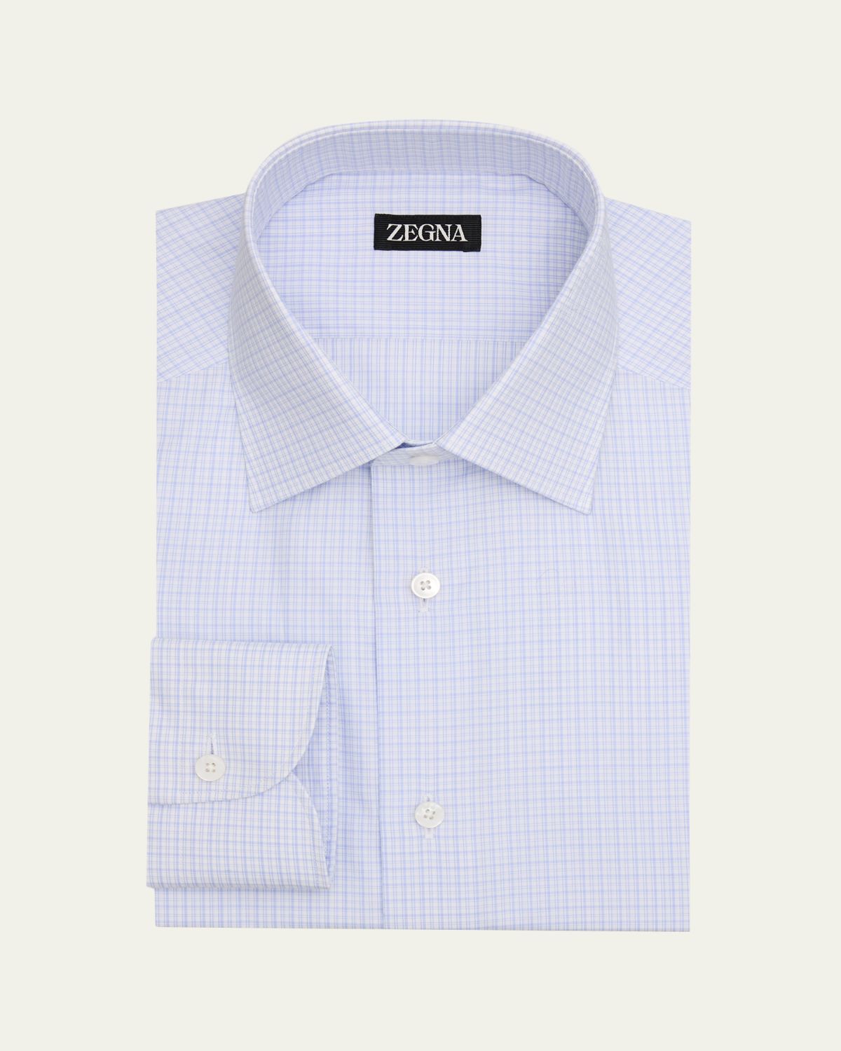 ZEGNA Men 's Pure Cotton Micro-Plaid Dress Shirt