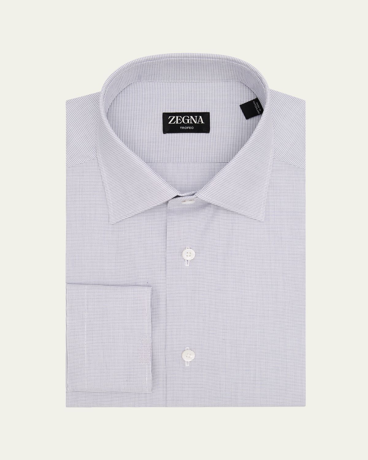 ZEGNA Men 's Micro-Check Trofeo Cotton Dress Shirt