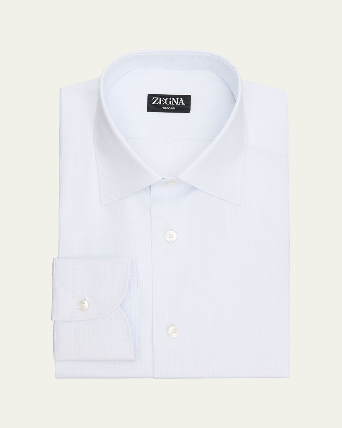ZEGNA Men's Micro-Check Trecapi Cotton Dress Shirt