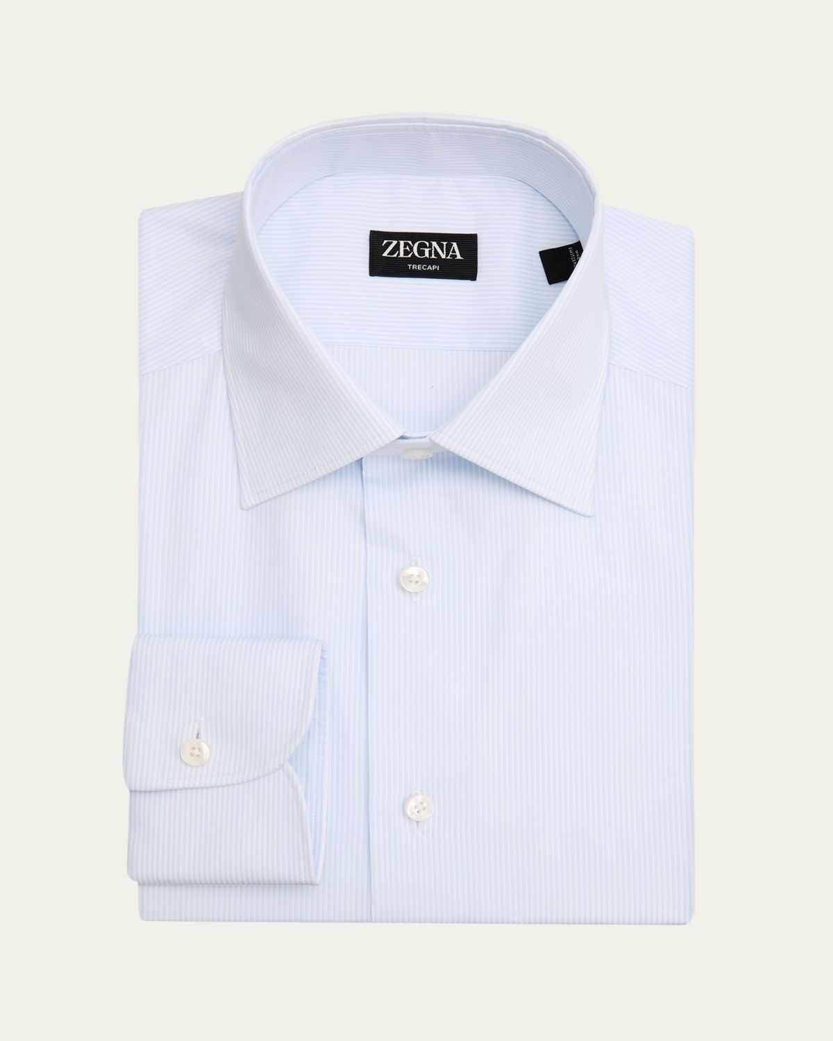 ZEGNA Men's Micro-Stripe Trecapi Cotton Dress Shirt