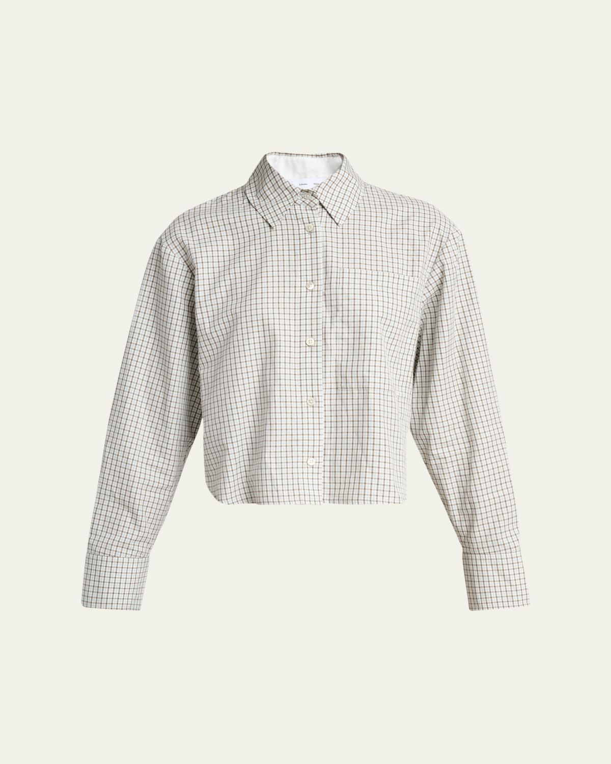 Proenza Schouler White Label Olive Cropped Check Shirt