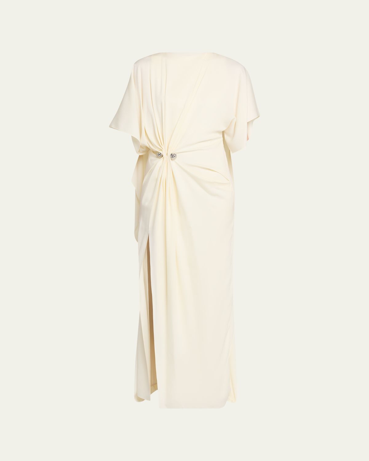 Brandon Maxwell Draped Embellished Crepe Maxi Dress