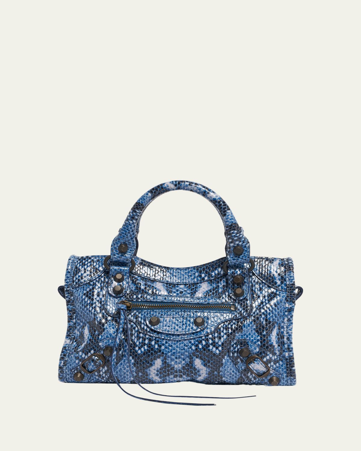 Balenciaga Le City Mini Python-Embossed Leather Top-Handle Bag