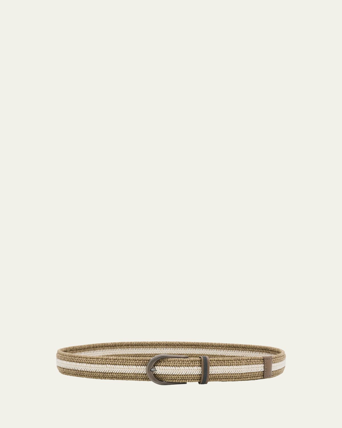 Brunello Cucinelli Braided Belt with Monili Trim