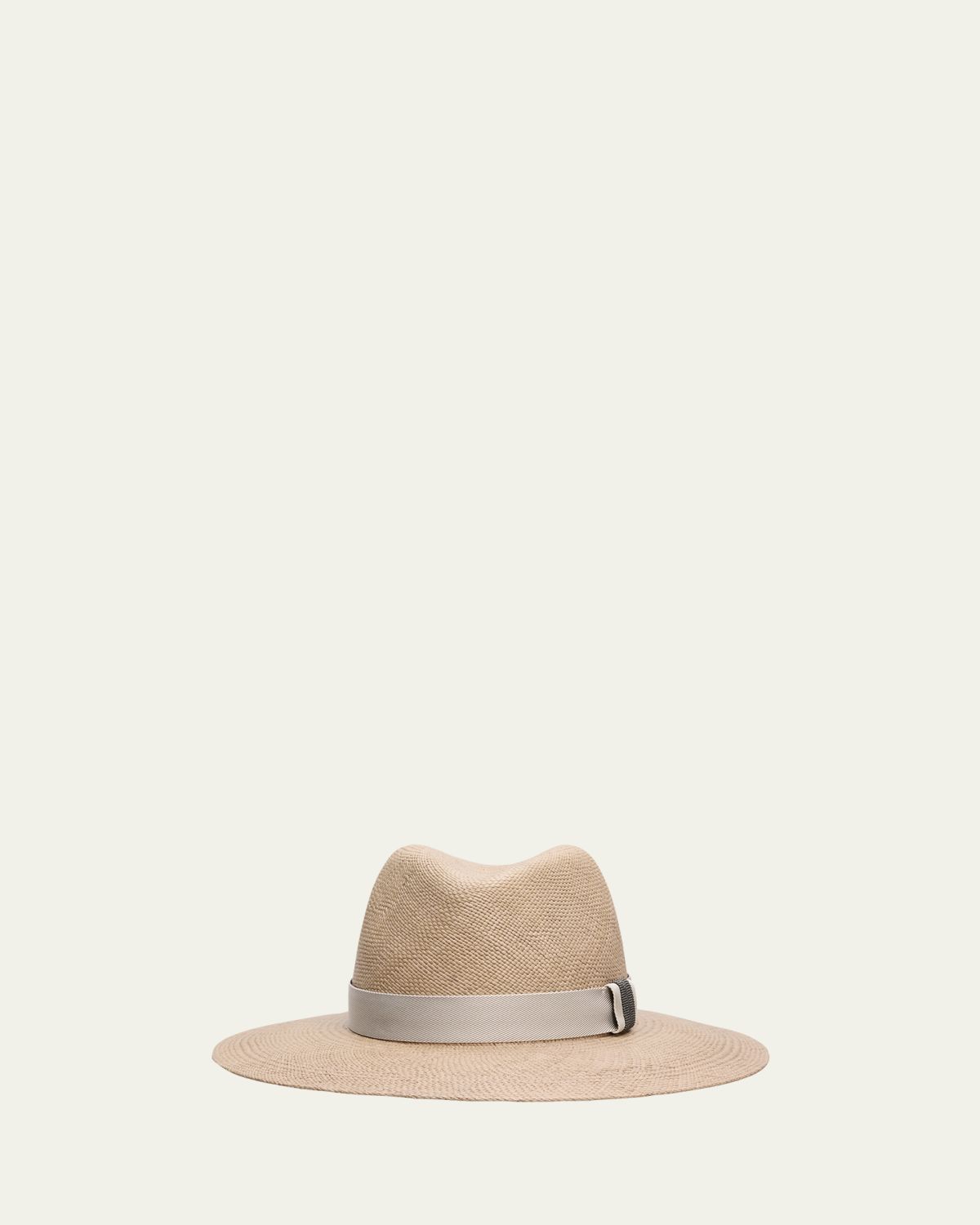 Brunello Cucinelli Straw Fedora with Monili Band