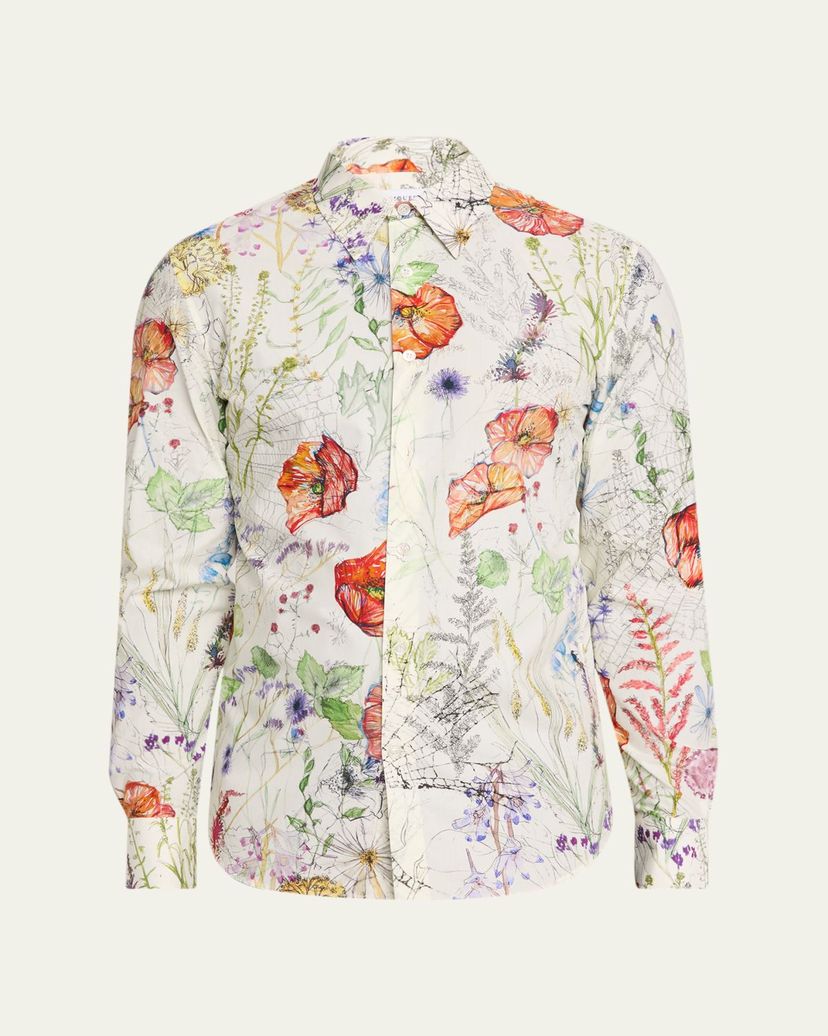 McQueen Men 's Meadow Floral-Print Cotton Dress Shirt