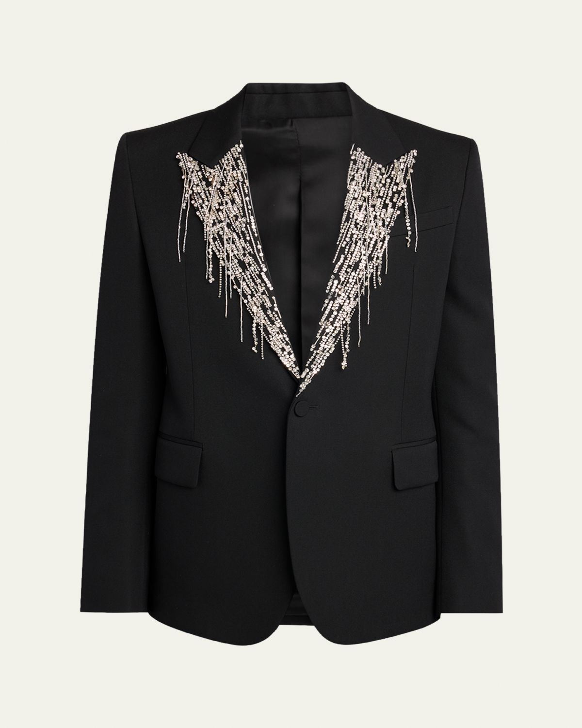 McQueen Men 's Crystal Embroidery Single-Breasted Sport Coat