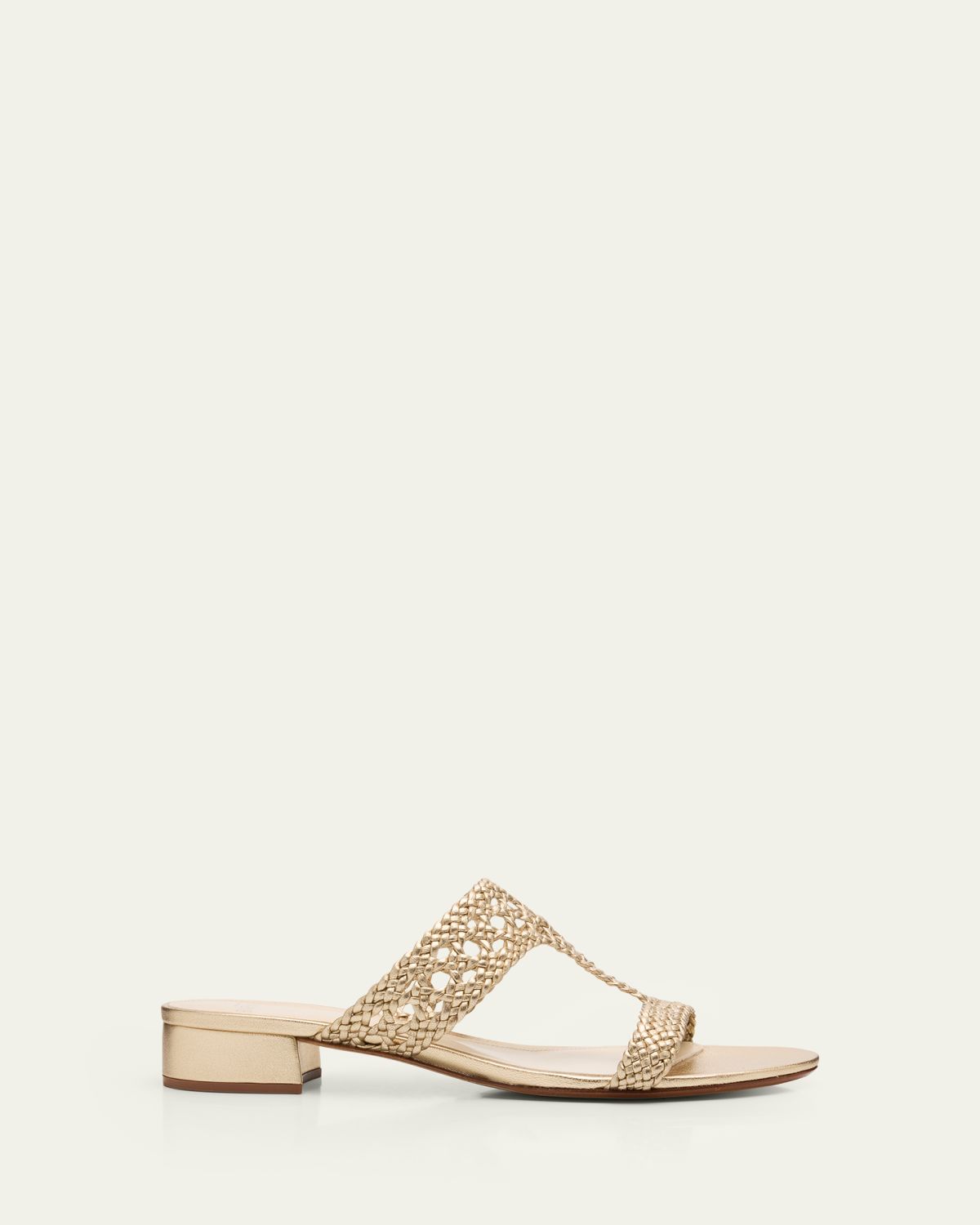 Alexandre Birman Braided Metallic Leather Block-Heel Sandals