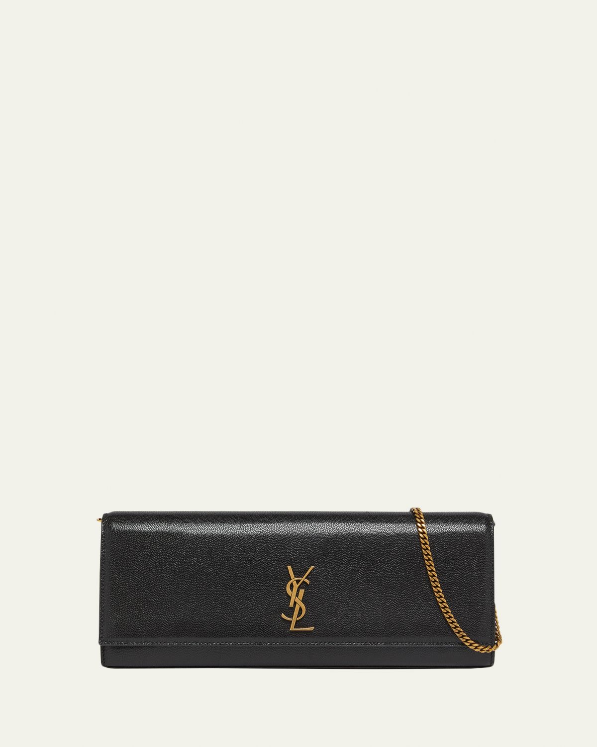 Saint Laurent Kate YSL Pebbled Leather Clutch Bag