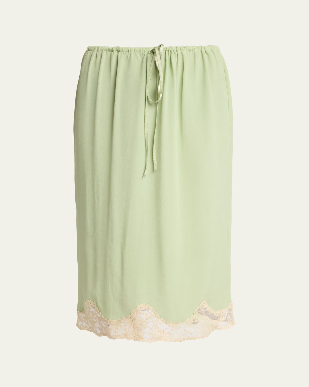 Saint Laurent Lace-Trim Silk Midi Skirt