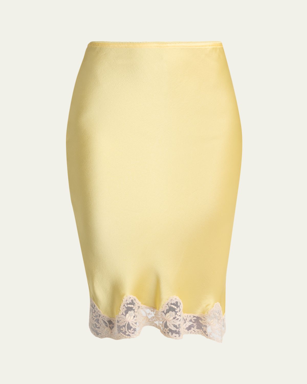 Saint Laurent Lace-Trim Silk Midi Skirt