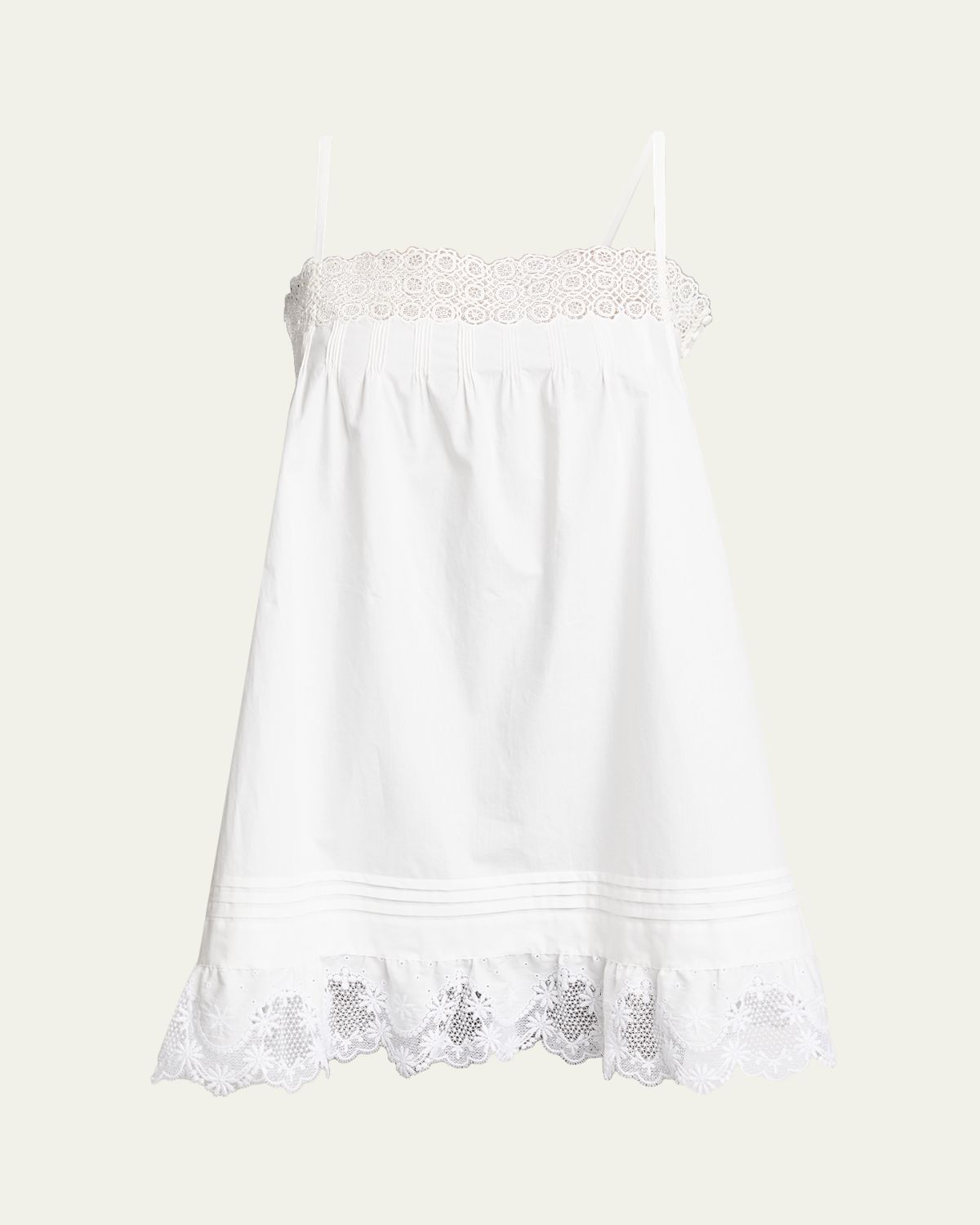 Saint Laurent Guipure Lace Sleeveless Shift Mini Dress