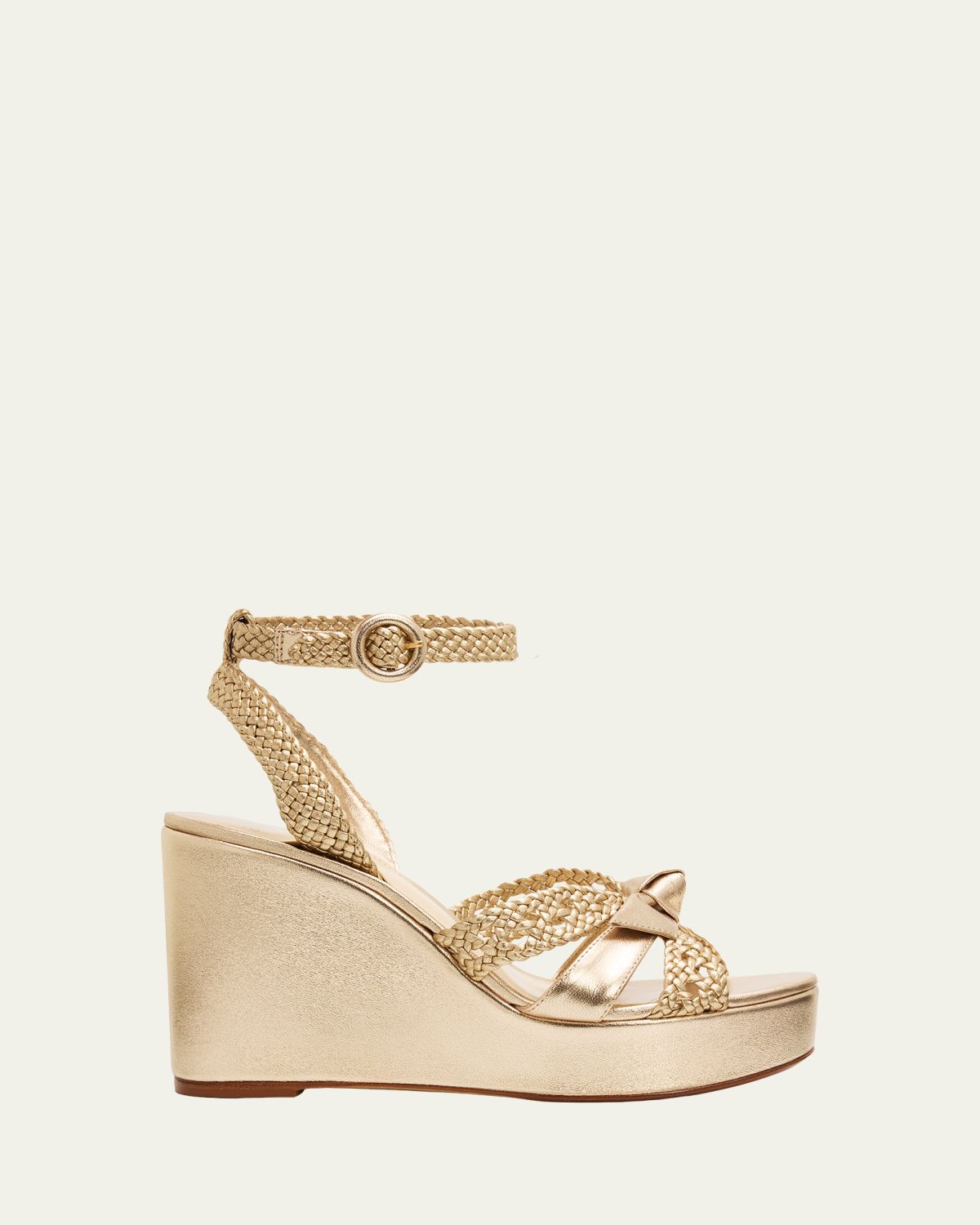 Alexandre Birman 0mm Suelita Metallic Leather Woven Platform Sandals