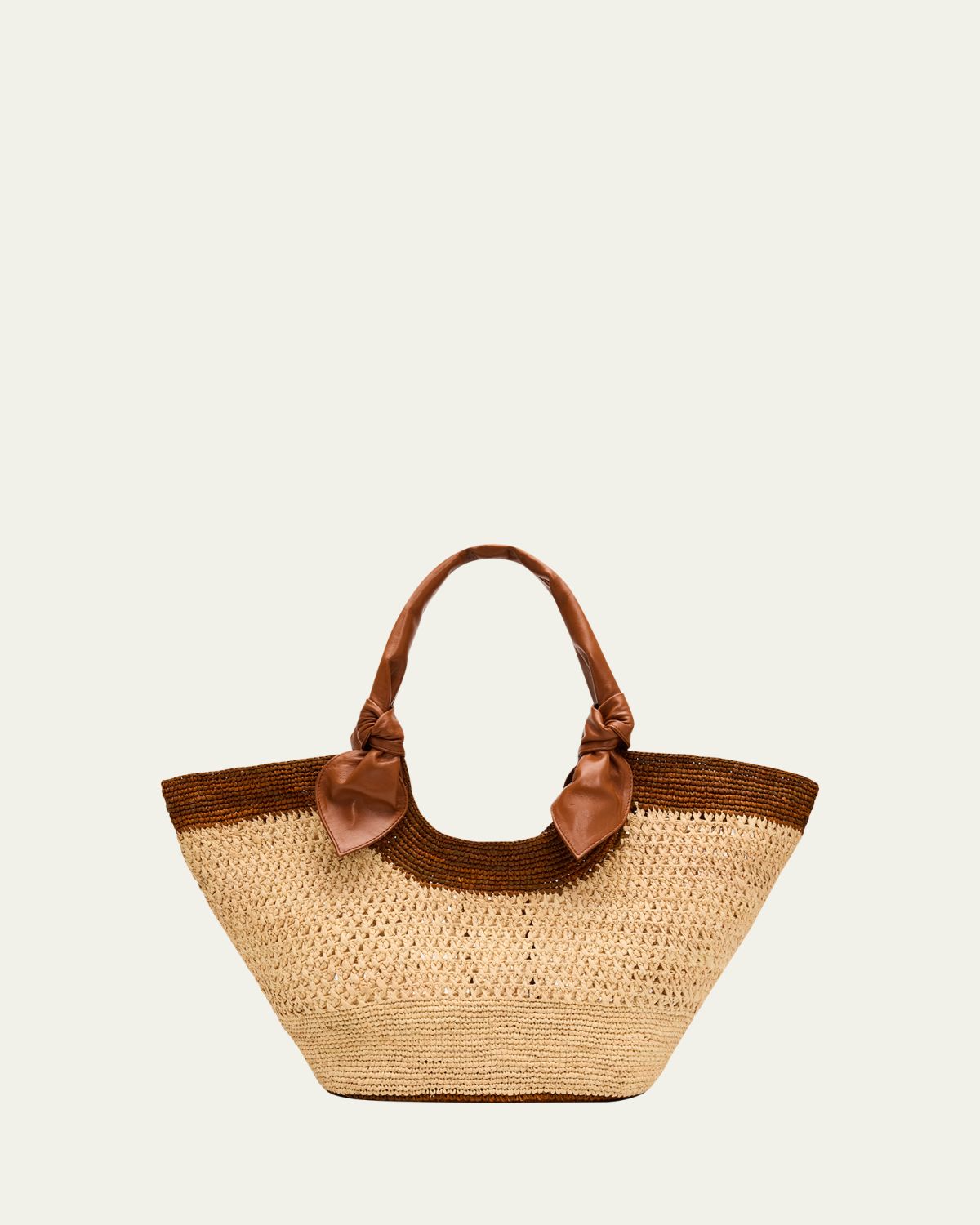 HEREU Fonol Bicolor Crochet Raffia Tote Bag