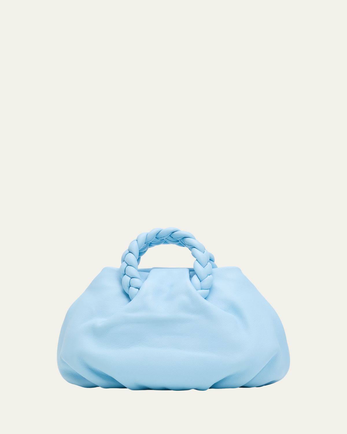 HEREU Bombon Ruched Leather Top-Handle Bag