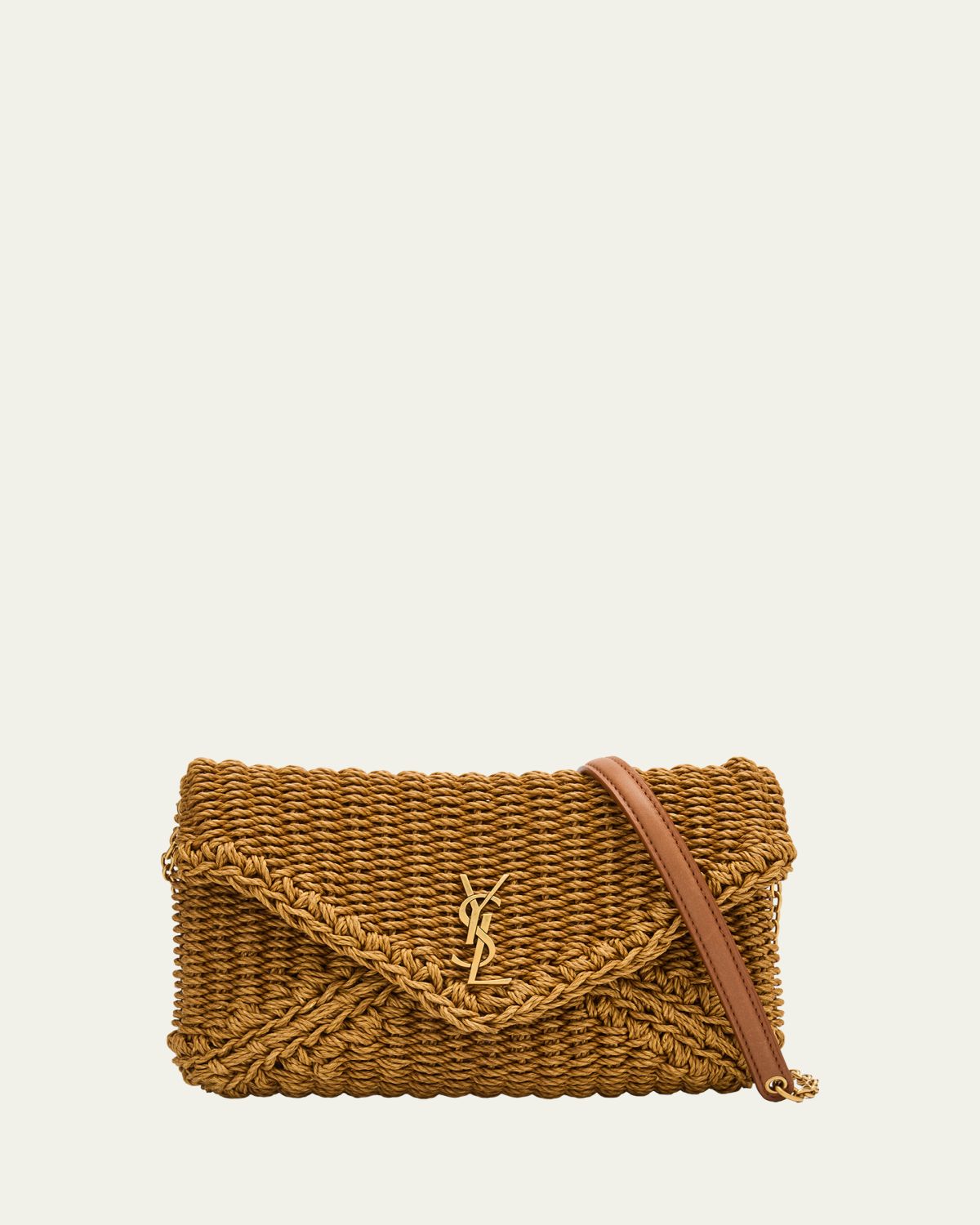 Saint Laurent Cassandre YSL Woven Raffia Shoulder Bag Pouch Bag
