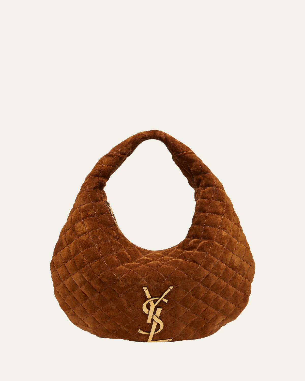 Saint Laurent Icare YSL Quilted Suede Hobo Bag