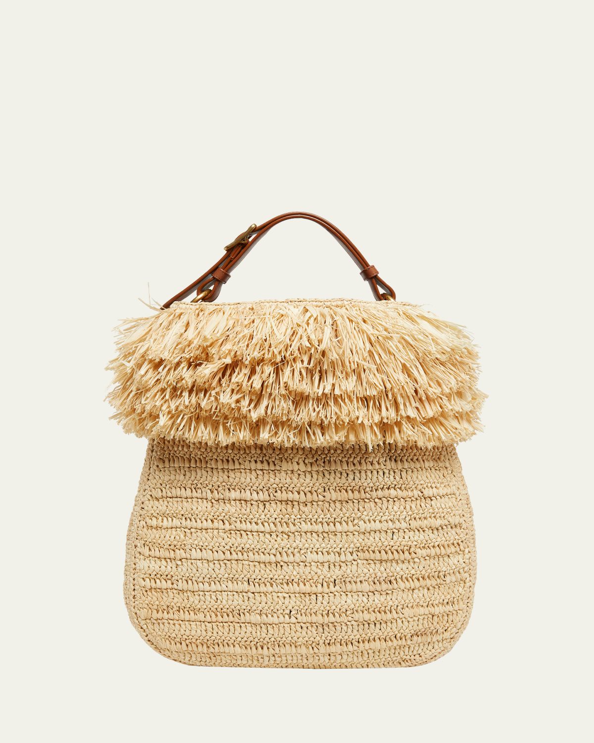 Saint Laurent Roady Fringed Raffia Shoulder Bag