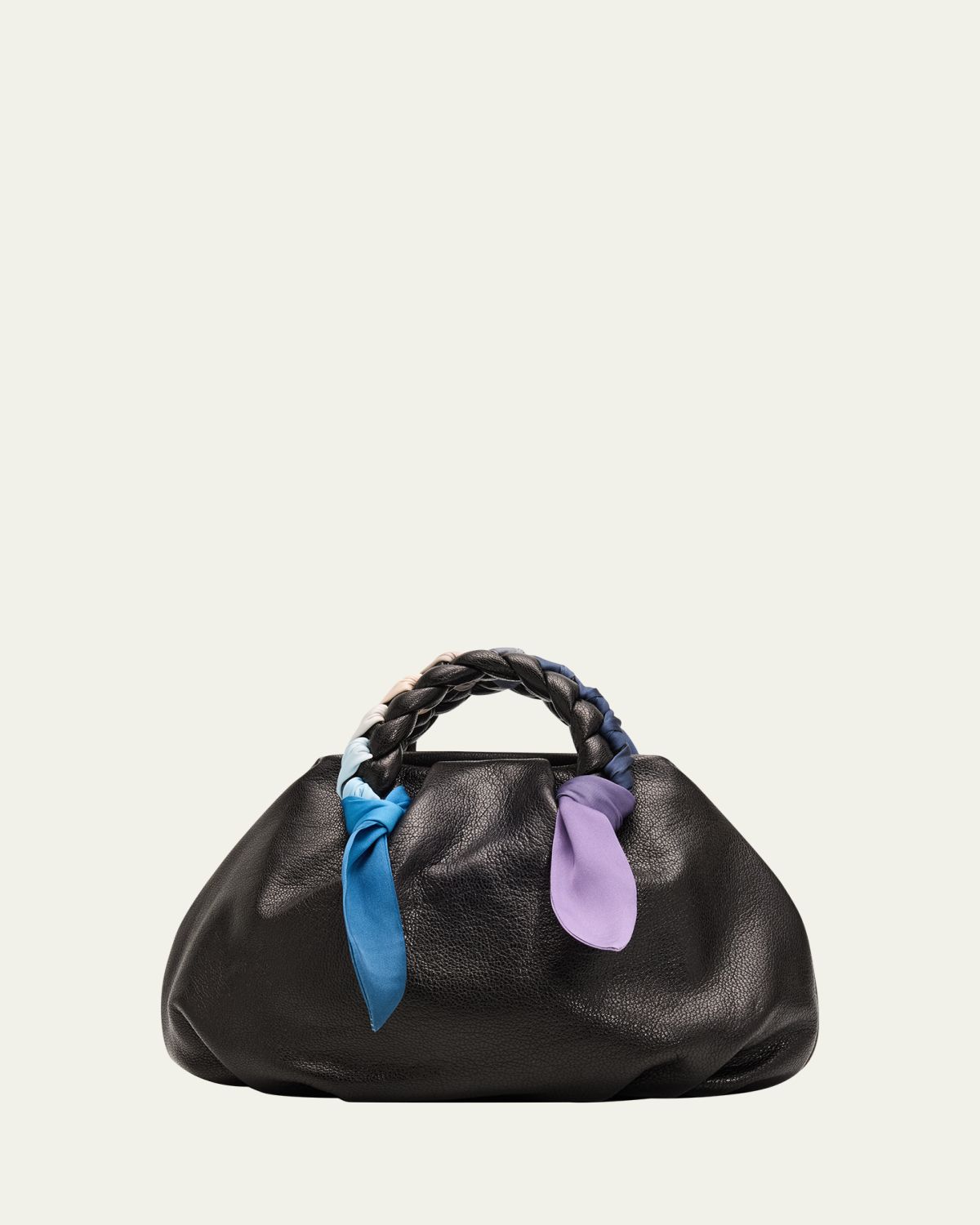 HEREU Bombon Foulard Ruched Leather Top-Handle Bag