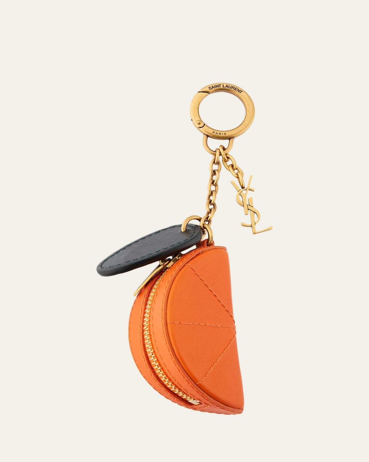 Saint Laurent Orange Wedge Key Ring Charm