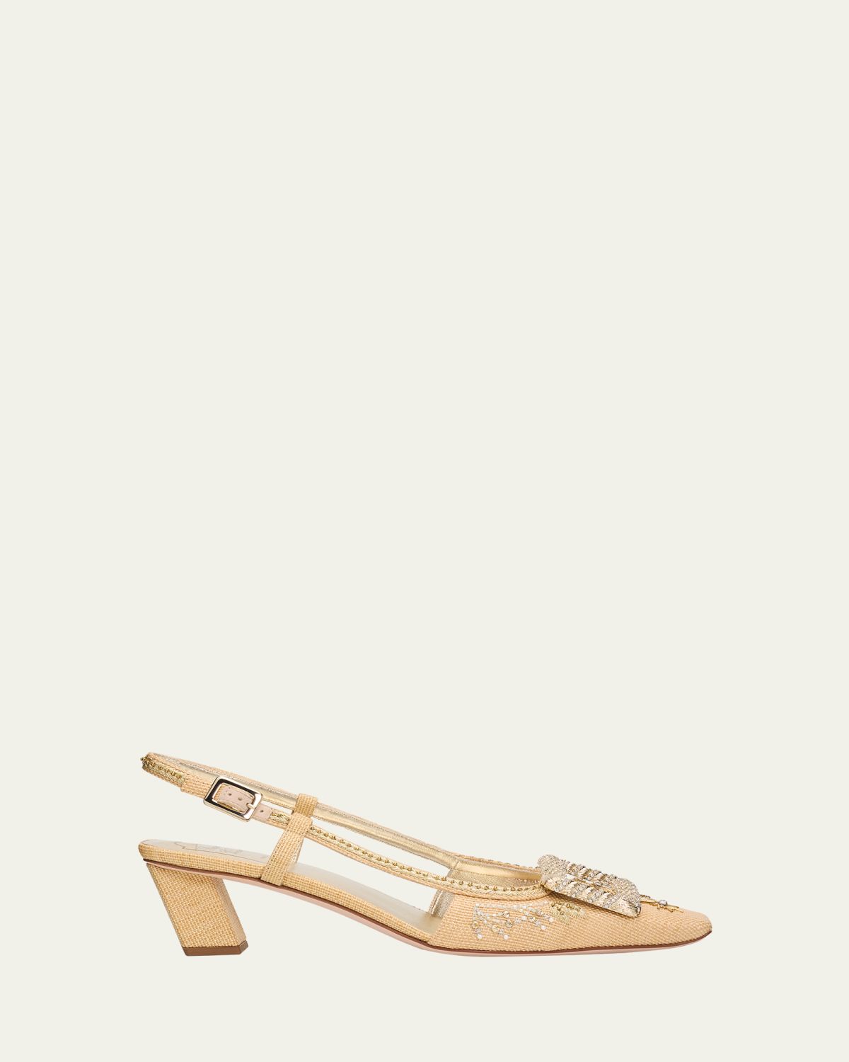 Roger Vivier 45mm Belle Vivier Embellished Canvas Slingback Pumps | Thumbnail 6 Roger Vivier 45mm Belle Vivier Embellished Canvas Slingback Pumps | Thumbnail 6
