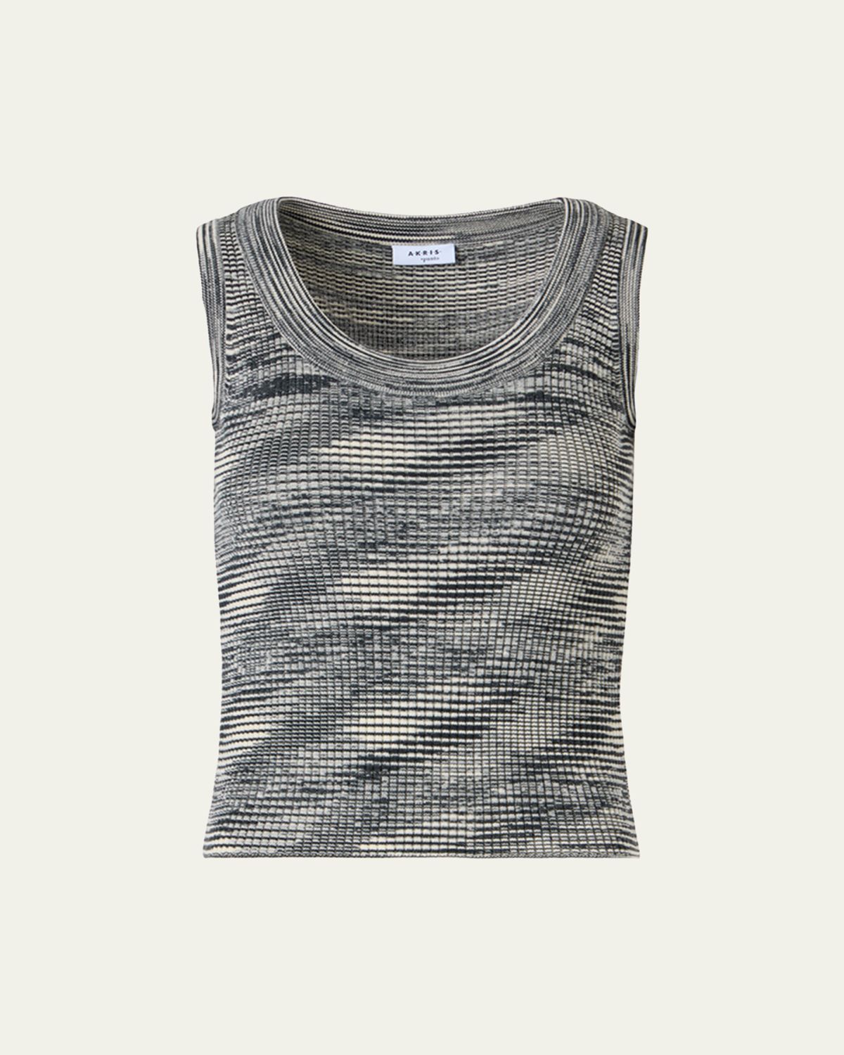 Akris punto Scoop-Neck Space Dye Merino Wool Rib Tank Top
