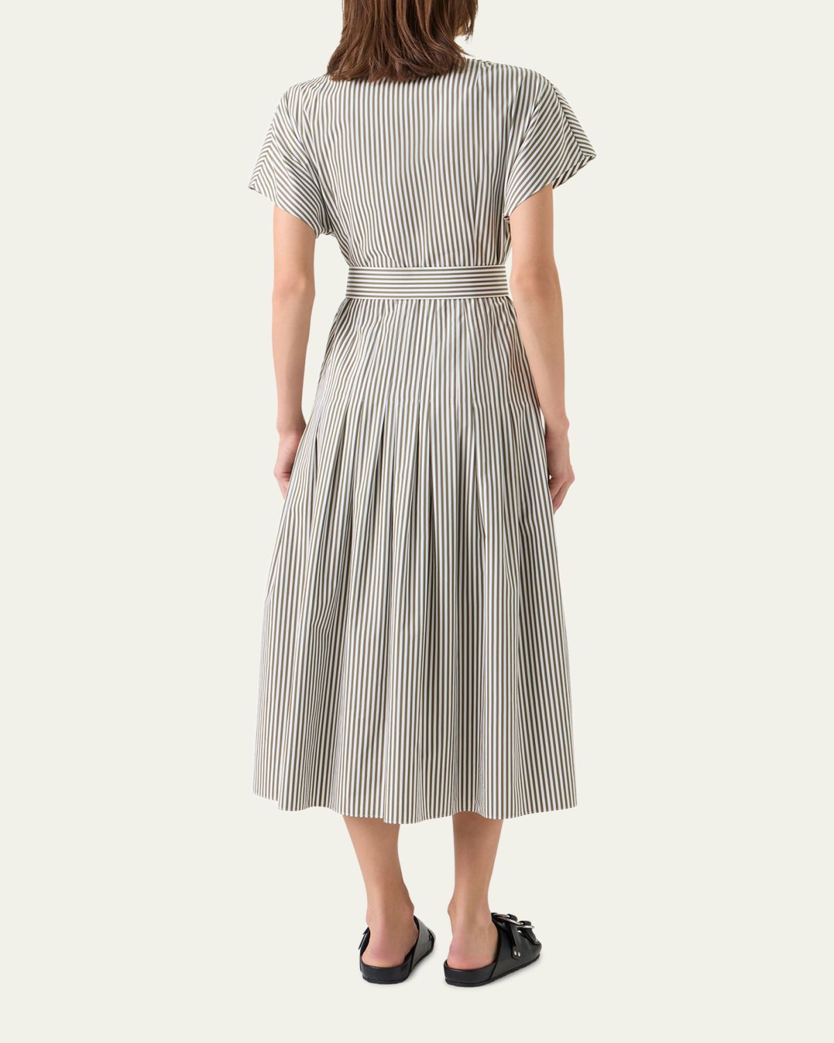 Akris punto Cap-Sleeve Belted Cotton Poplin Pleated Midi Shirtdress | Thumbnail 3 Akris punto Cap-Sleeve Belted Cotton Poplin Pleated Midi Shirtdress | Thumbnail 3