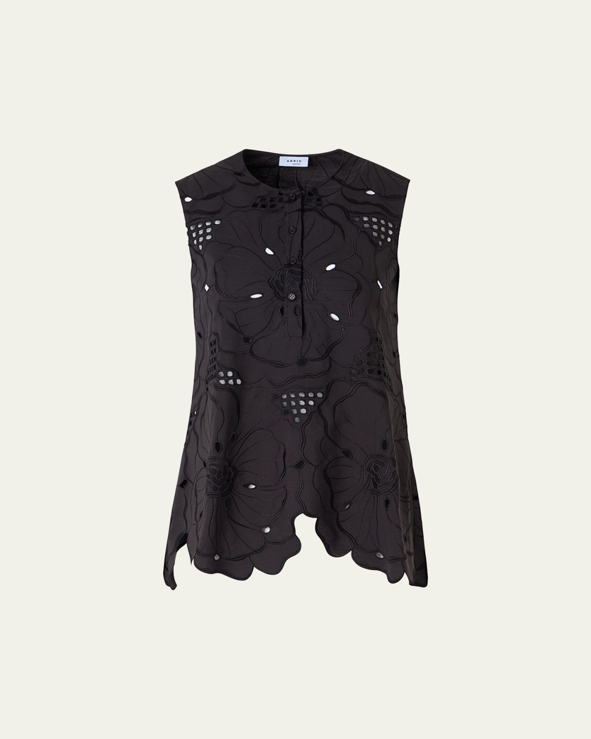 Akris punto Flower Eyelet Embroidered Cotton Poplin Tunic Blouse | Thumbnail 6