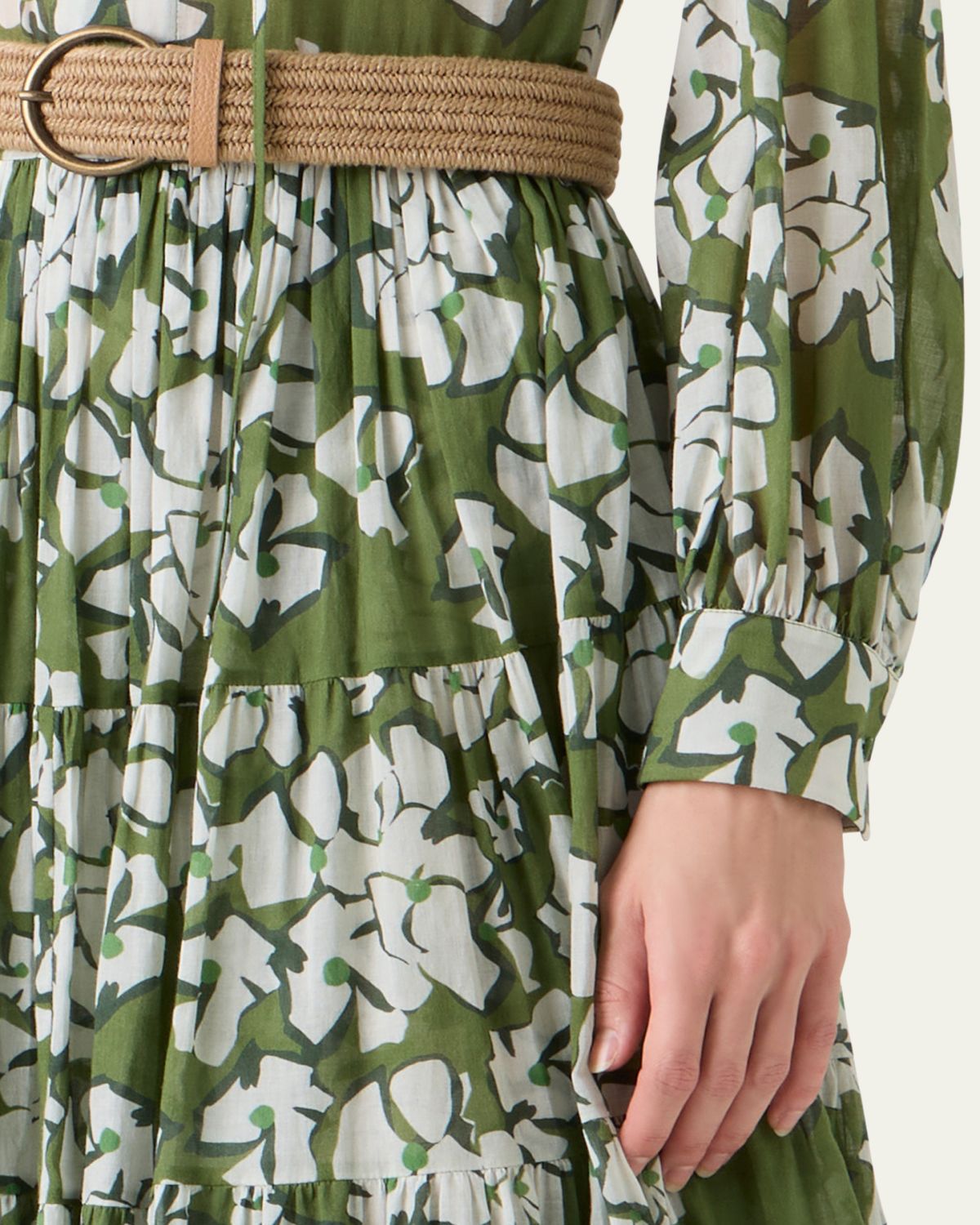 Akris punto Floral Cotton Muslin Tiered Midi Shirtdress | Thumbnail 5