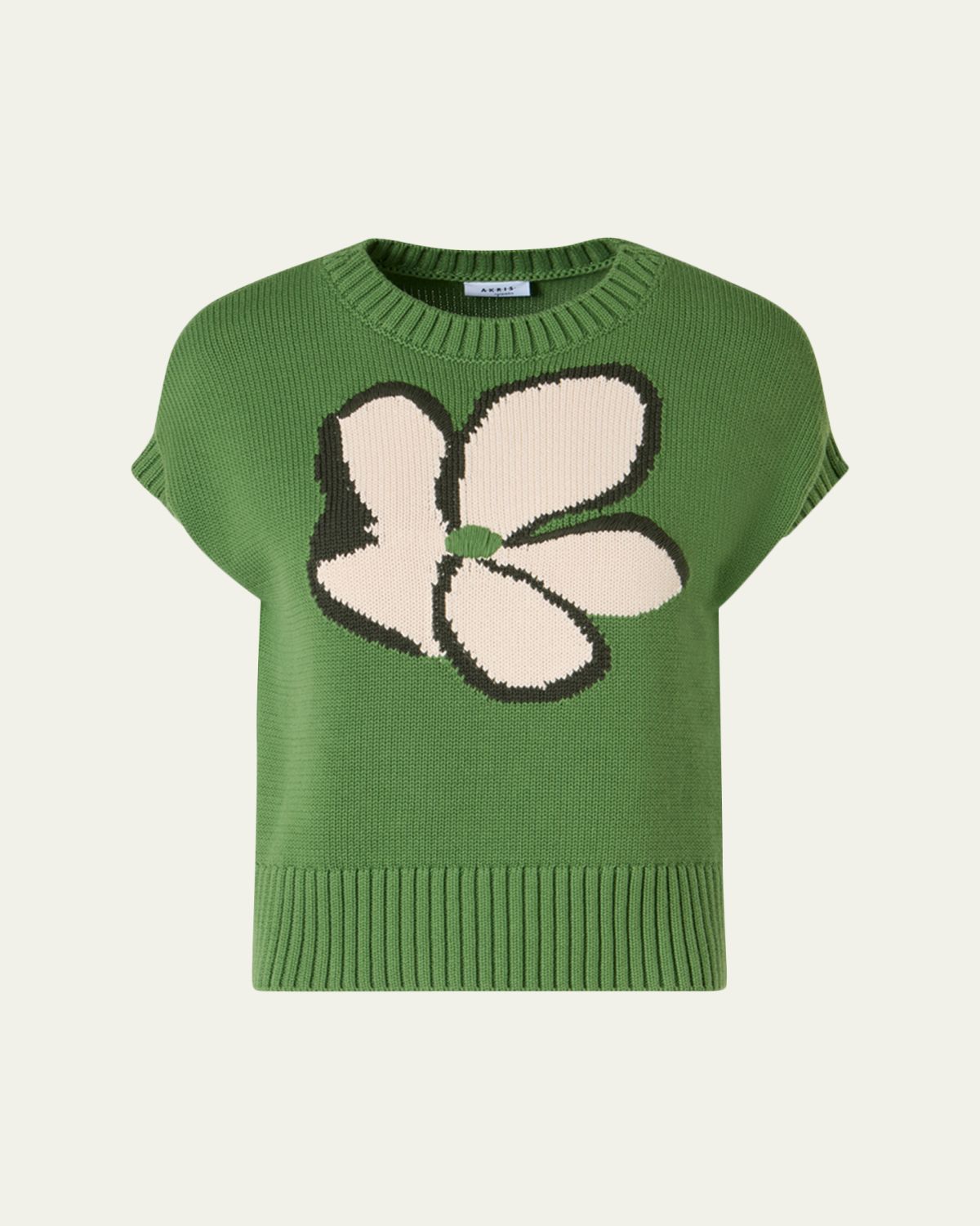 Akris punto Papercut Flower Cotton Knit Cap-Sleeve Sweater | Thumbnail 6