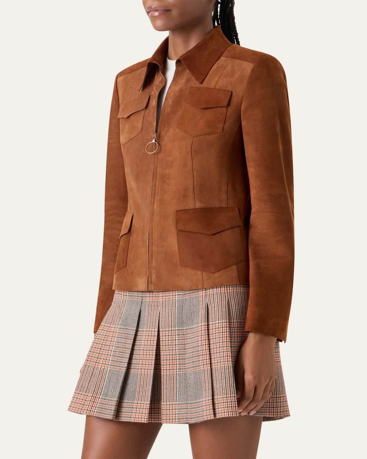 Akris punto Suede Slim Zip Jacket | Thumbnail 4 Akris punto Suede Slim Zip Jacket | Thumbnail 4