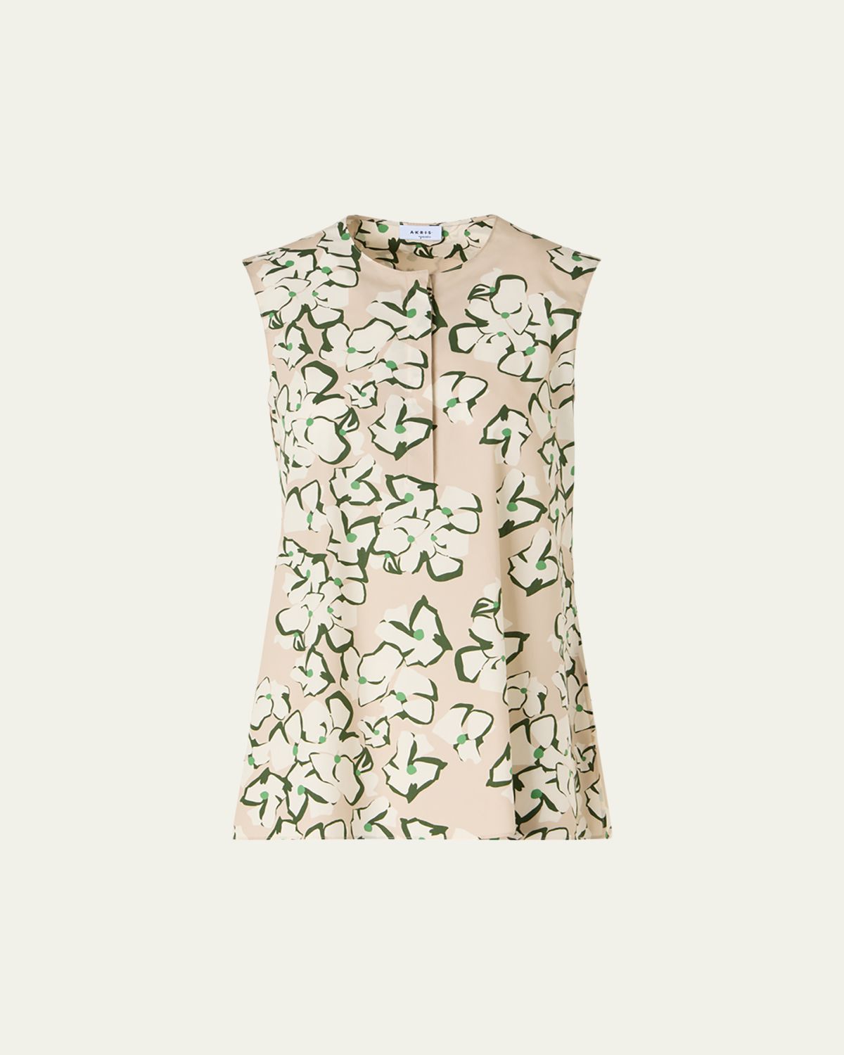Akris punto Papercut Flower Print Cotton Poplin Sleeveless Tunic Blouse | Thumbnail 6 Akris punto Papercut Flower Print Cotton Poplin Sleeveless Tunic Blouse | Thumbnail 6