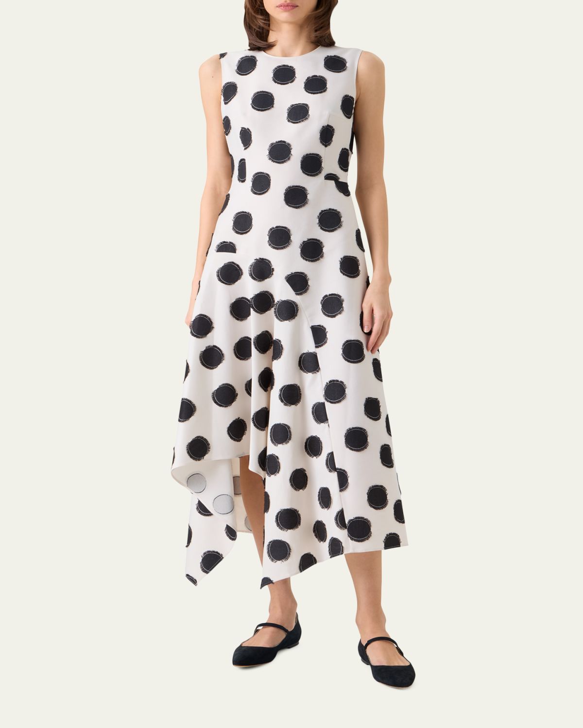 Akris punto Sleeveless Fringed Polka-Dot Jacquard Midi Dress | Thumbnail 2 Akris punto Sleeveless Fringed Polka-Dot Jacquard Midi Dress | Thumbnail 2