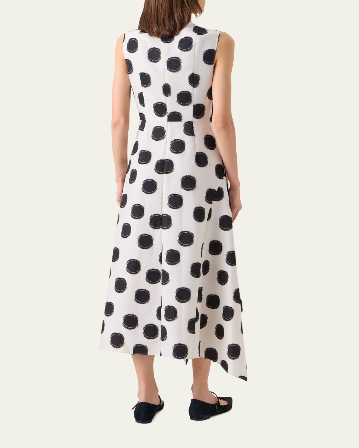 Akris punto Sleeveless Fringed Polka-Dot Jacquard Midi Dress | Thumbnail 3 Akris punto Sleeveless Fringed Polka-Dot Jacquard Midi Dress | Thumbnail 3