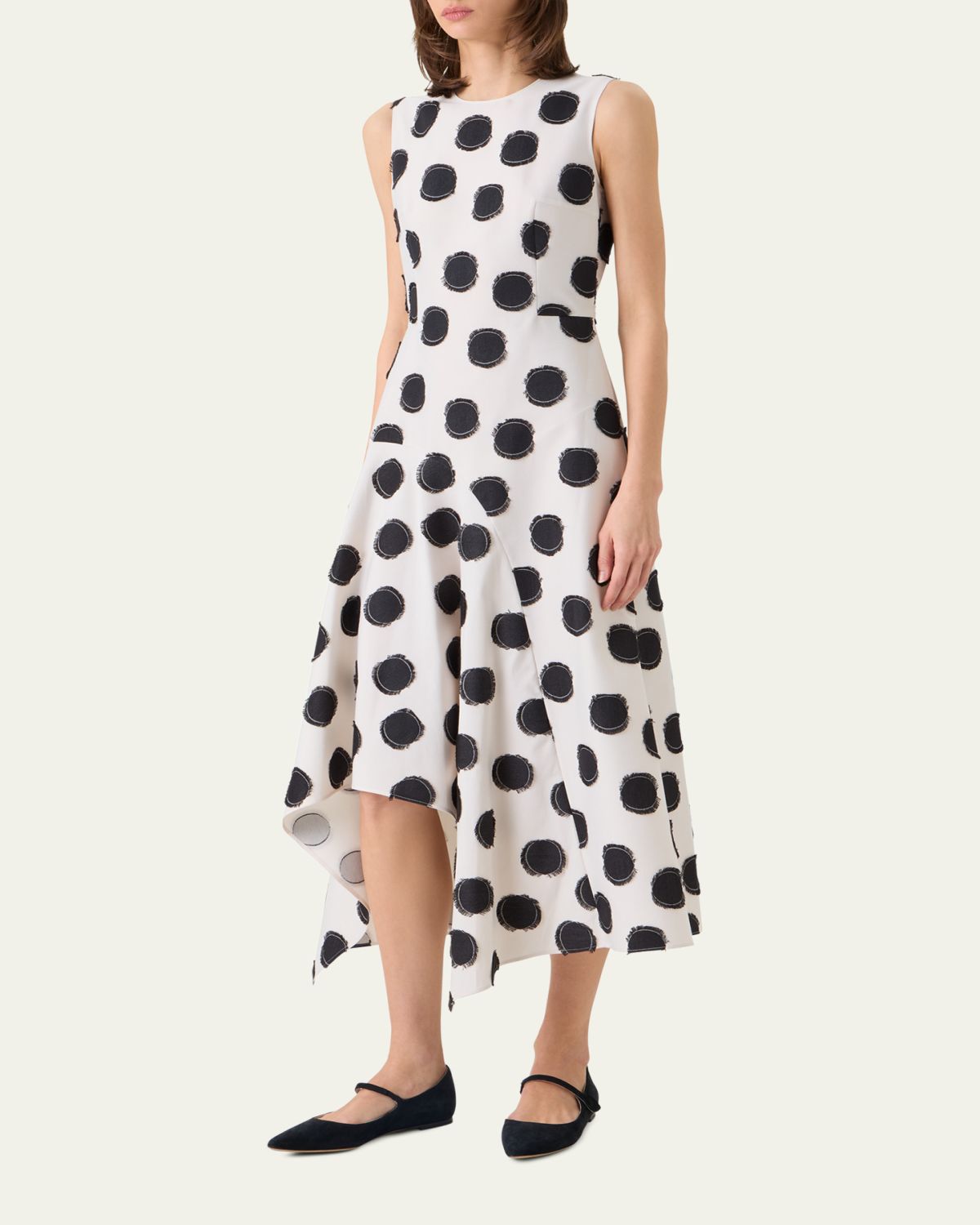Akris punto Sleeveless Fringed Polka-Dot Jacquard Midi Dress | Thumbnail 4 Akris punto Sleeveless Fringed Polka-Dot Jacquard Midi Dress | Thumbnail 4