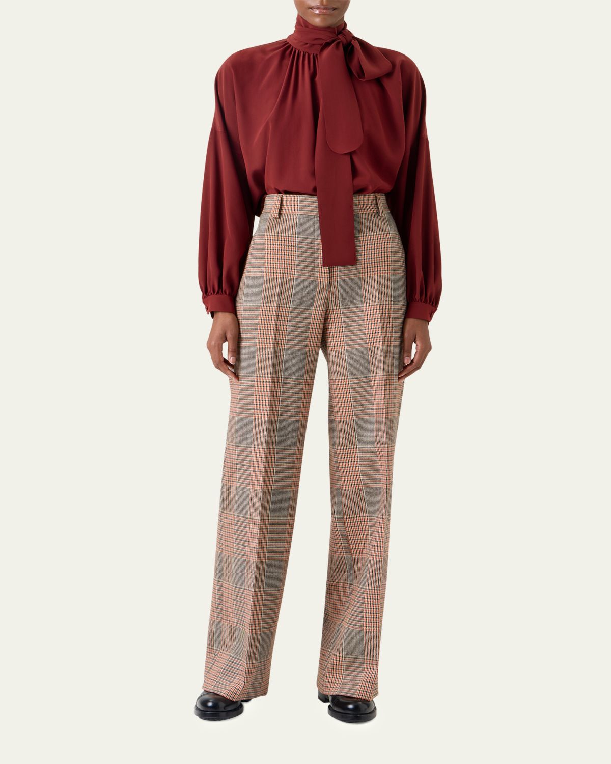 Akris punto Mock-Neck Bow Tie Silk Crepe De Chine Blouse | Thumbnail 2 Akris punto Mock-Neck Bow Tie Silk Crepe De Chine Blouse | Thumbnail 2