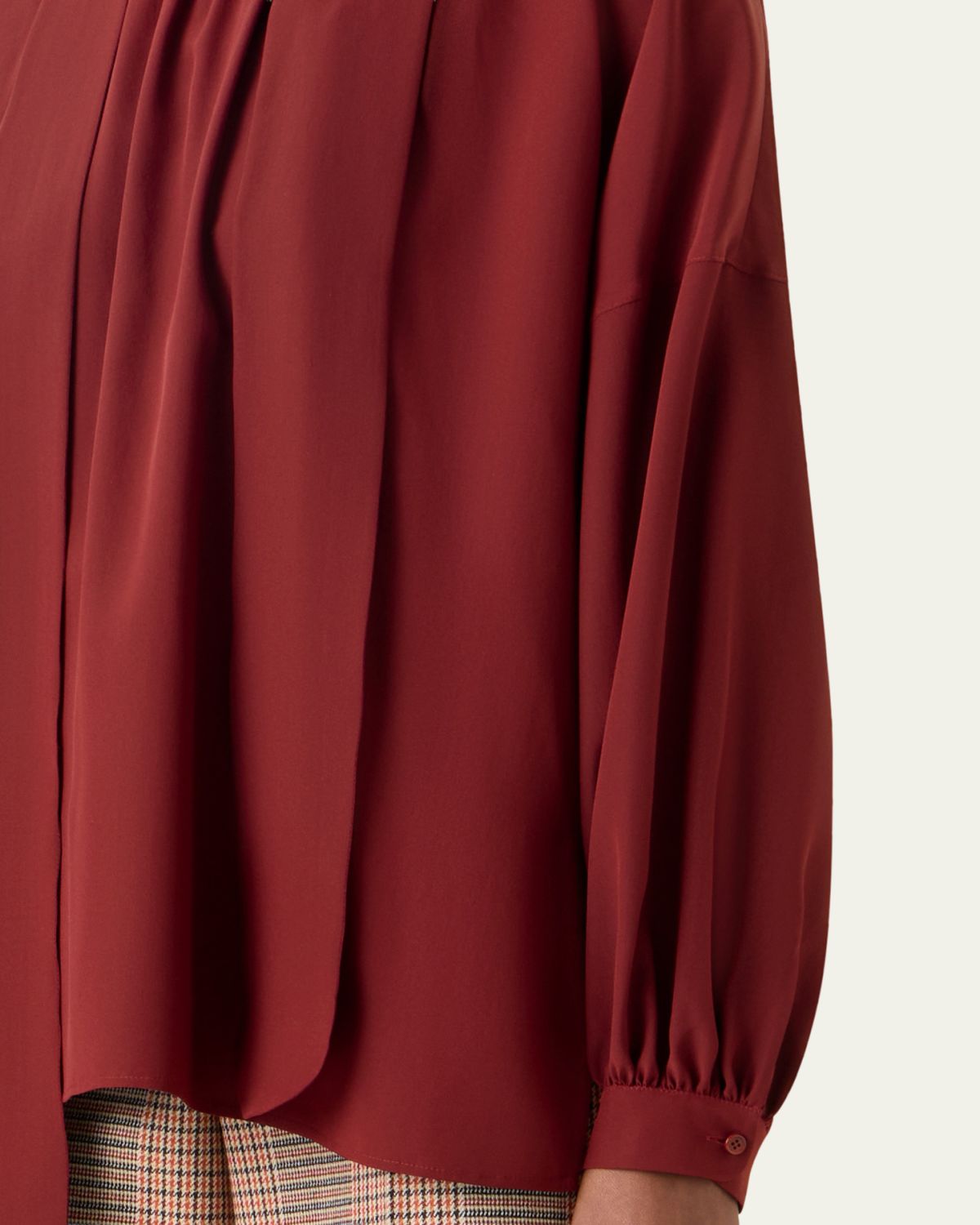 Akris punto Mock-Neck Bow Tie Silk Crepe De Chine Blouse | Thumbnail 5 Akris punto Mock-Neck Bow Tie Silk Crepe De Chine Blouse | Thumbnail 5