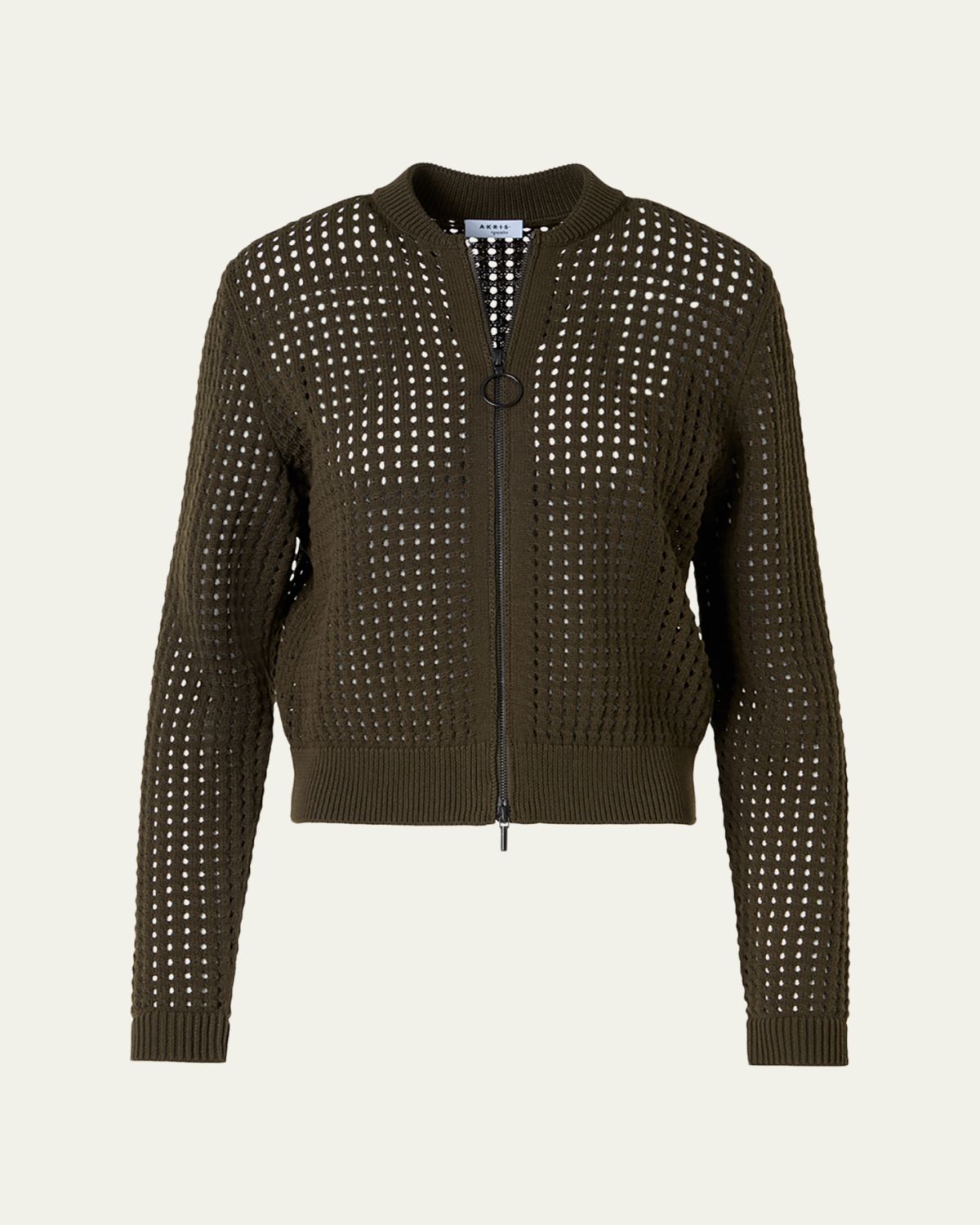Akris punto Chunky Cotton Mesh Zip Bomber Cardigan | Thumbnail 6 Akris punto Chunky Cotton Mesh Zip Bomber Cardigan | Thumbnail 6