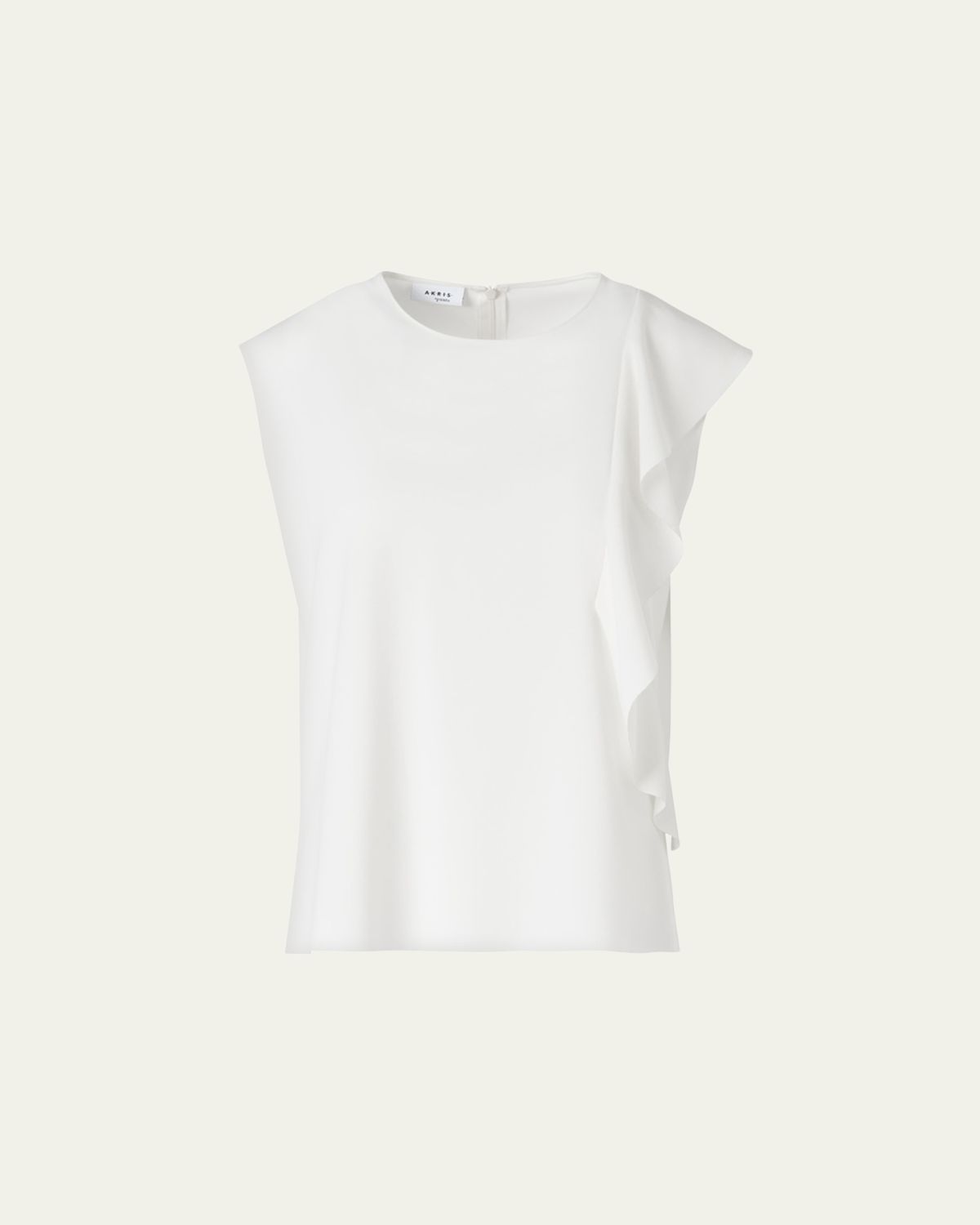 Akris punto Ruffle Lasercut Crepe Sleeveless Blouse | Thumbnail 6