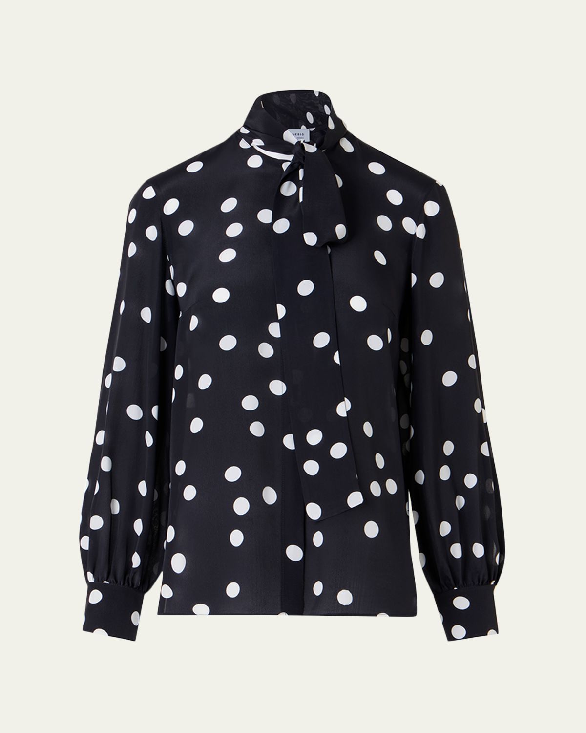 Akris punto Polka Dot-Print Georgette Neck-Bow Blouse | Thumbnail 6