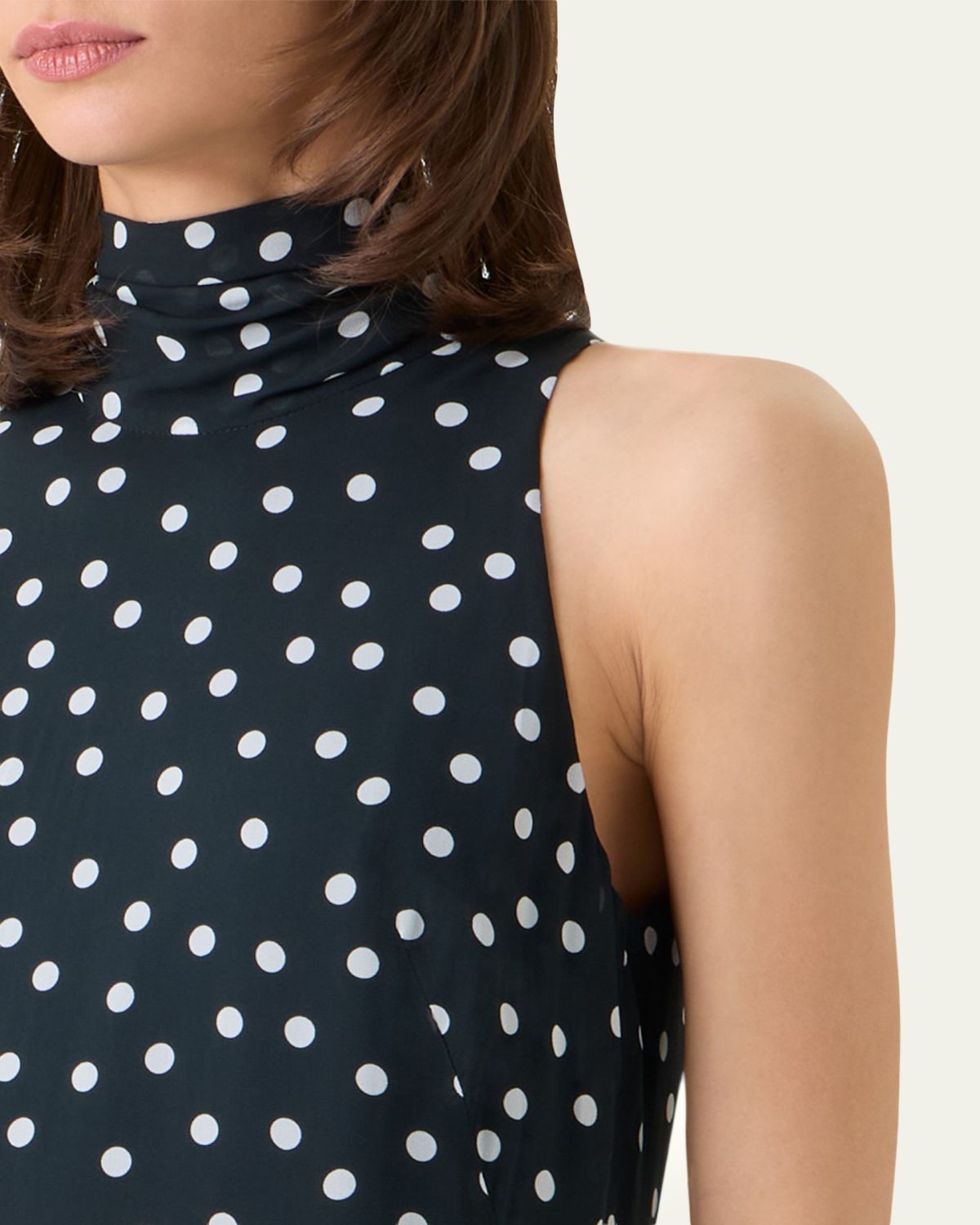 Akris punto Mock-Neck Polka-Dot Viscose Georgette Handkerchief Midi Dress | Thumbnail 5